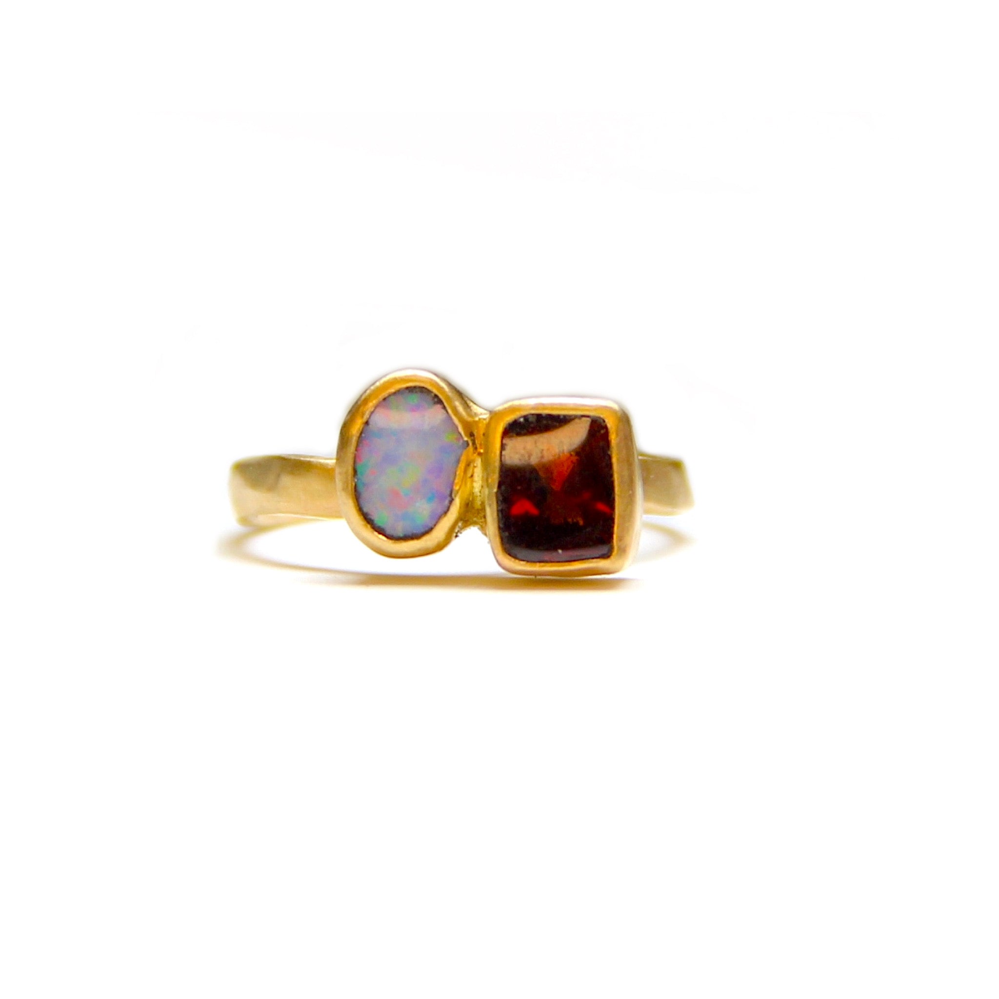 Opal & Spinel Gold Ring
