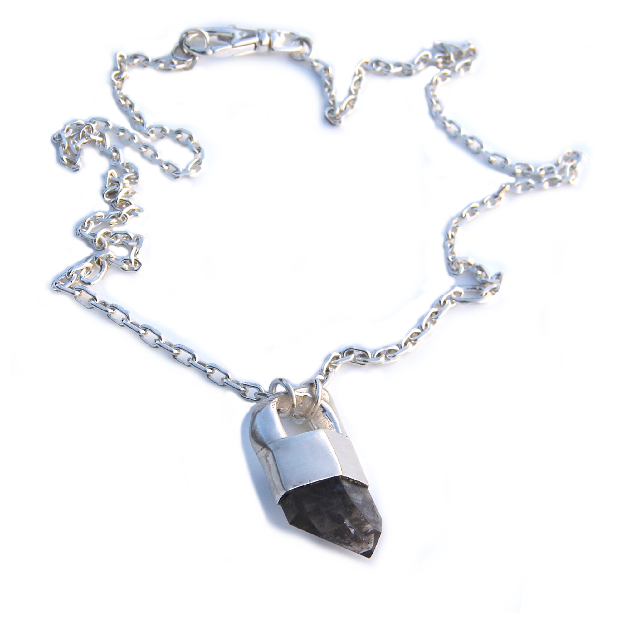 Black Quartz Crystal Point Necklace