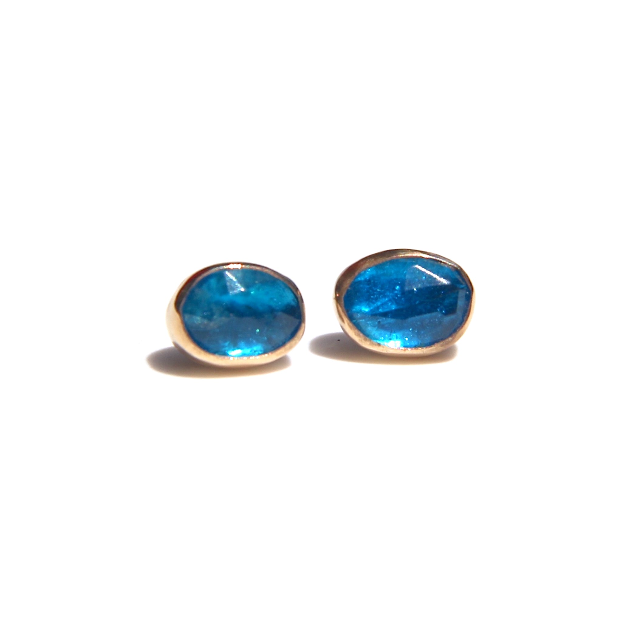 Neon Blue Apatite stud earrings