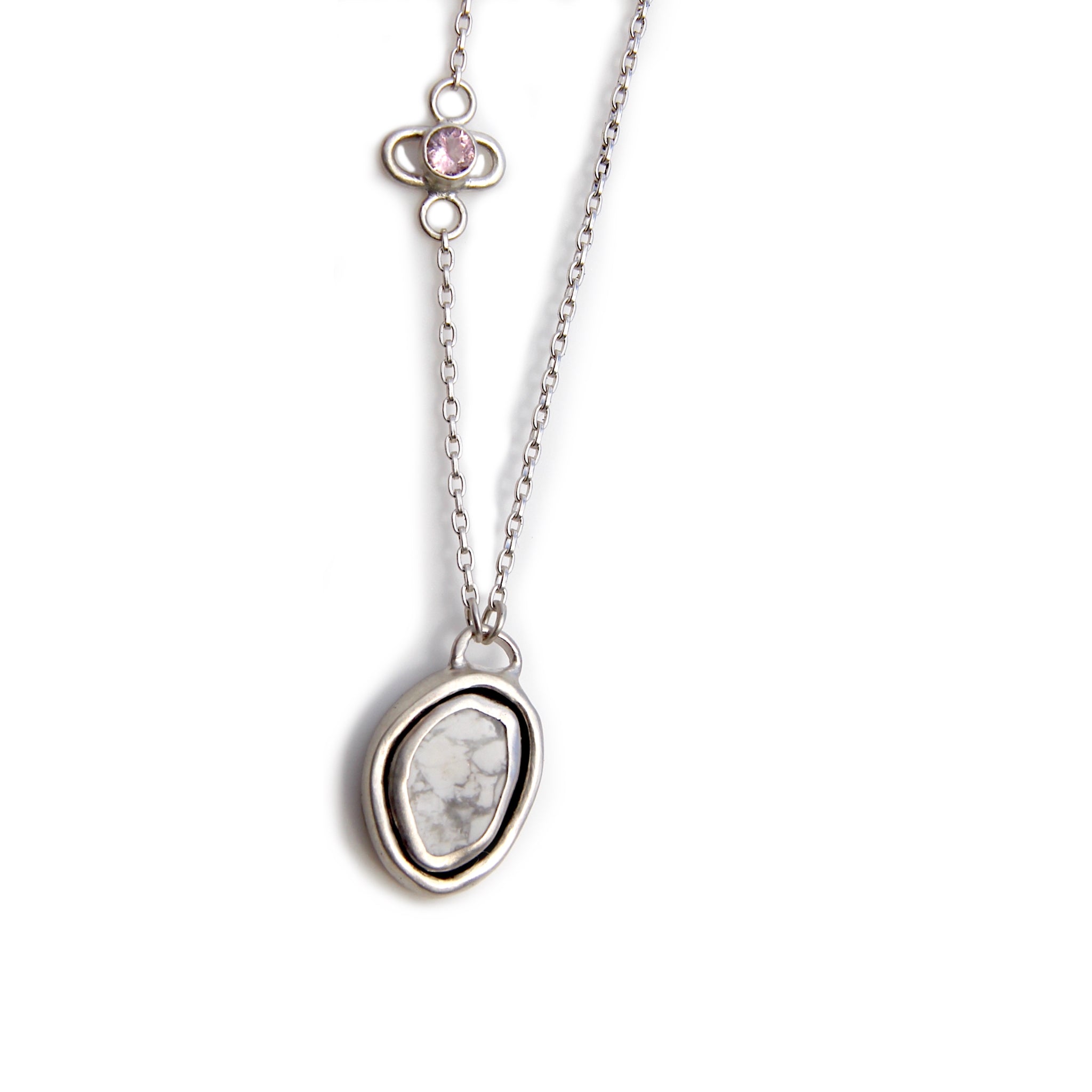 Howlite Necklace with pale pink tourmaline