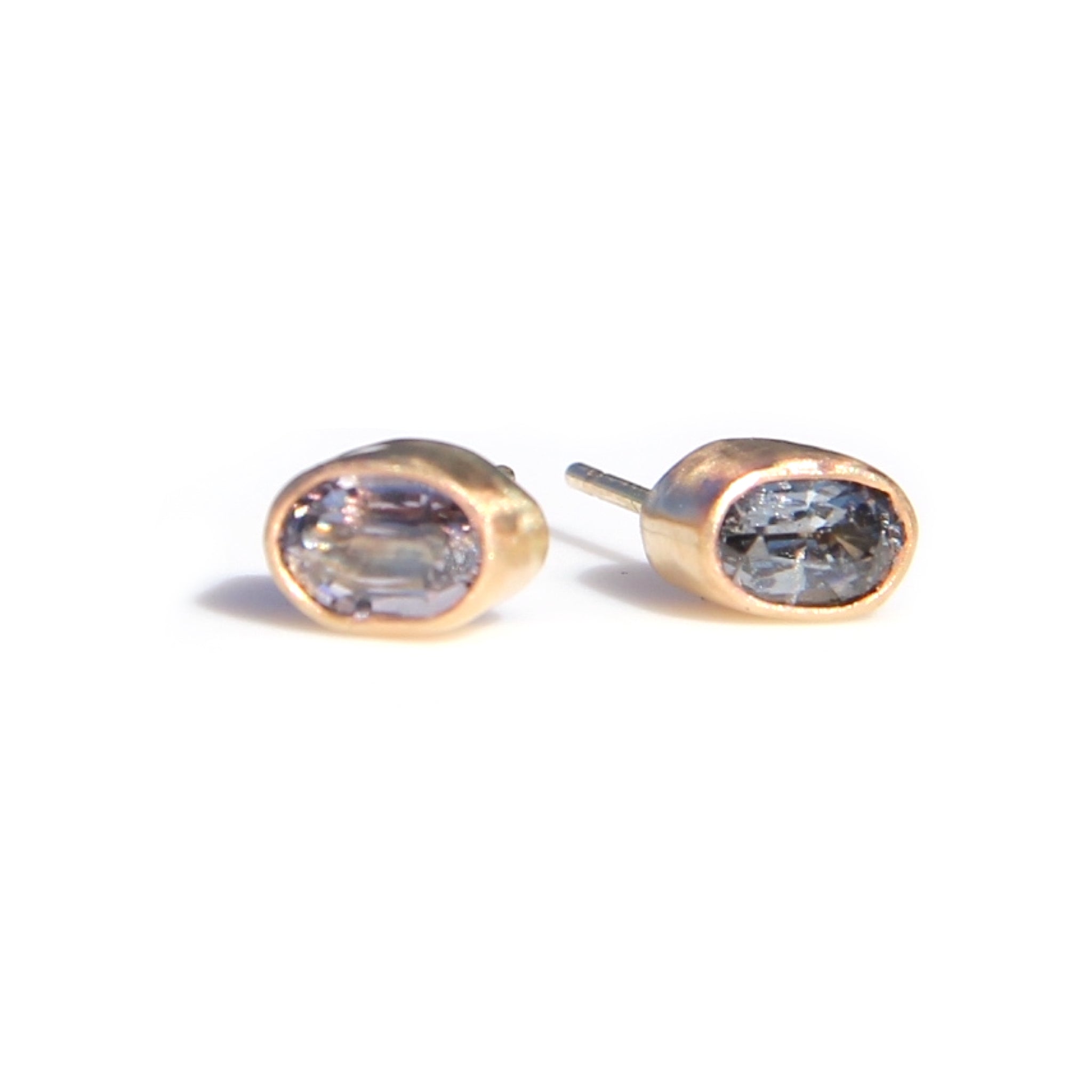 Gray Spinel Stud Earrings in gold