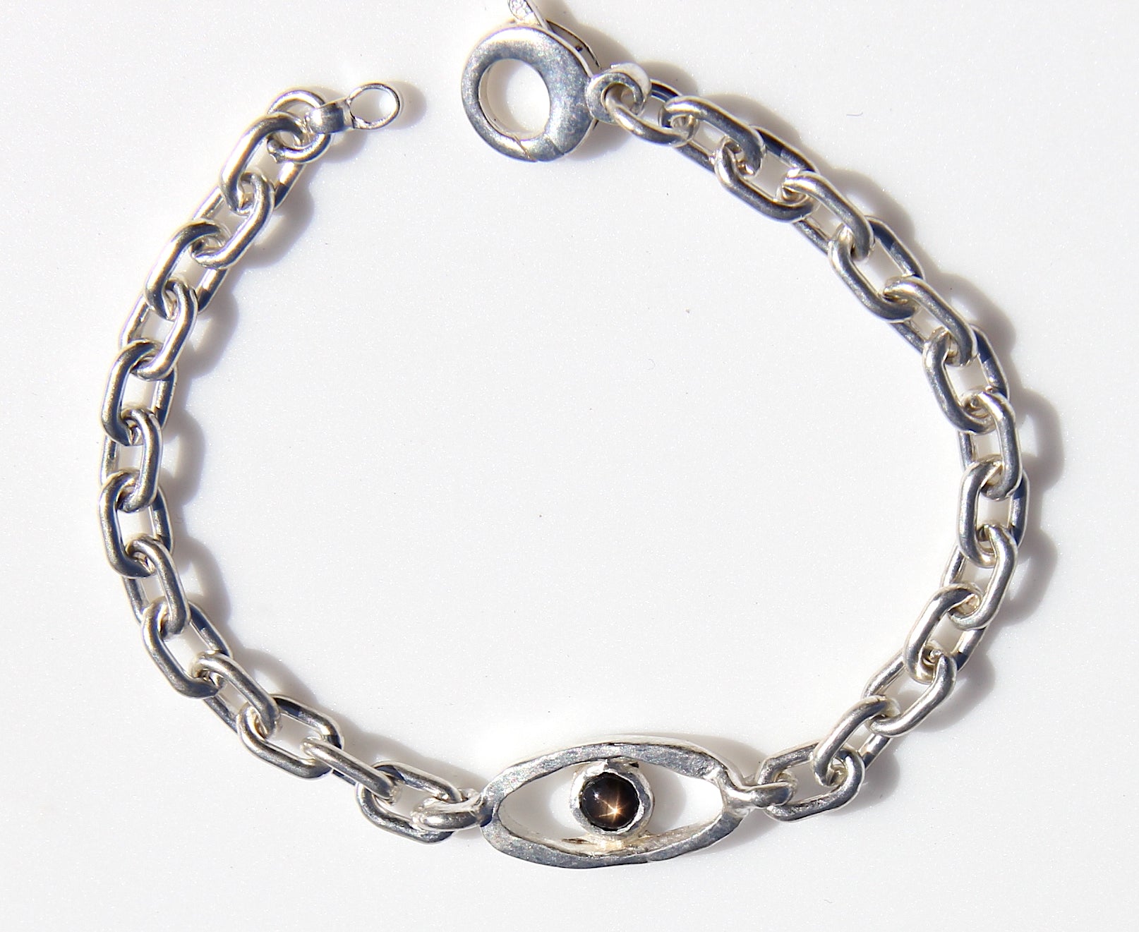 Black Star Sapphire oval eye bracelet