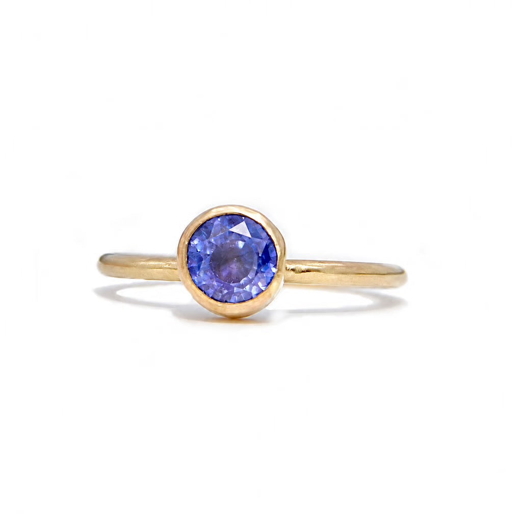 14K Gold Blue Sapphire Solitaire Ring