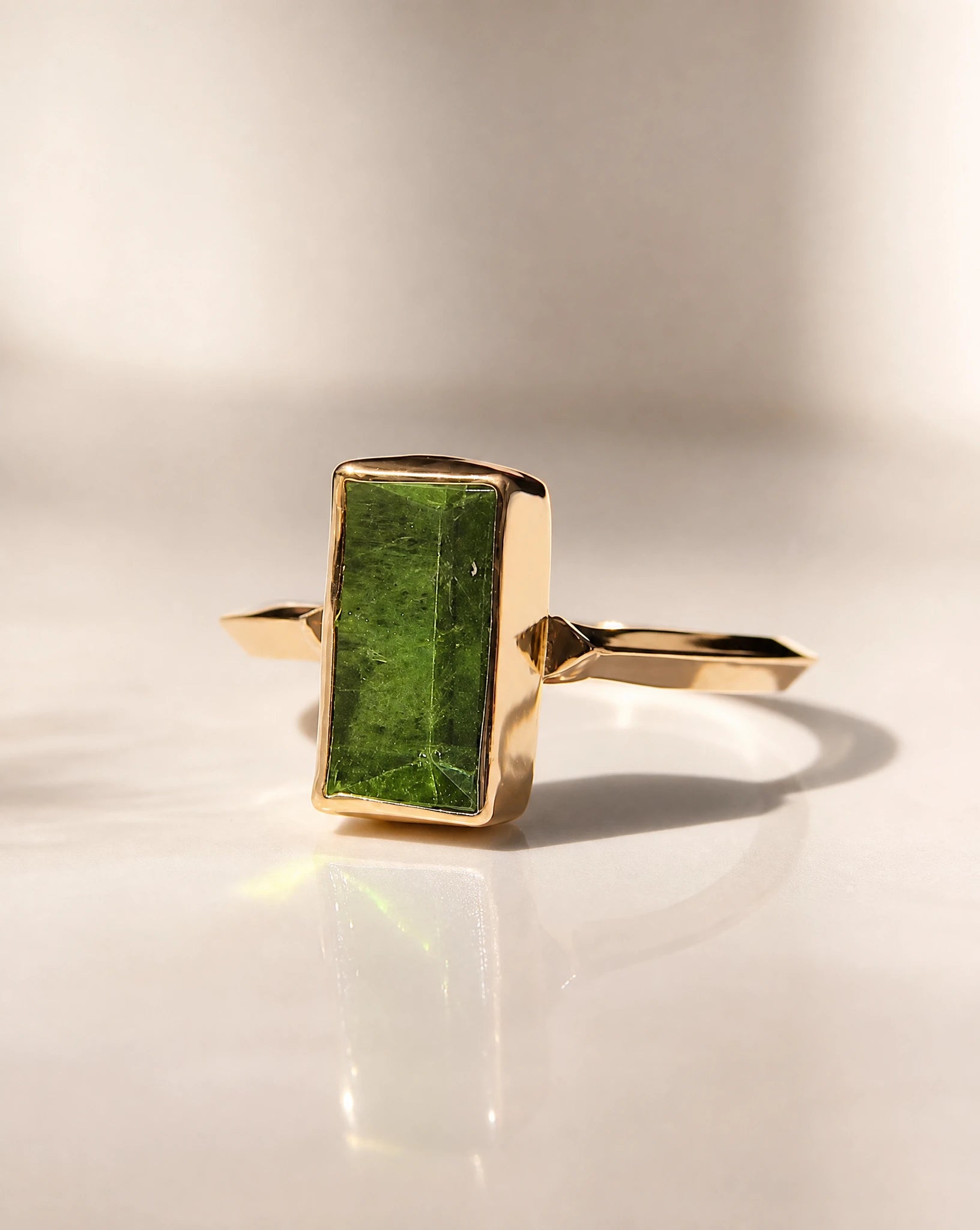 Mirror Green Tourmaline Ring