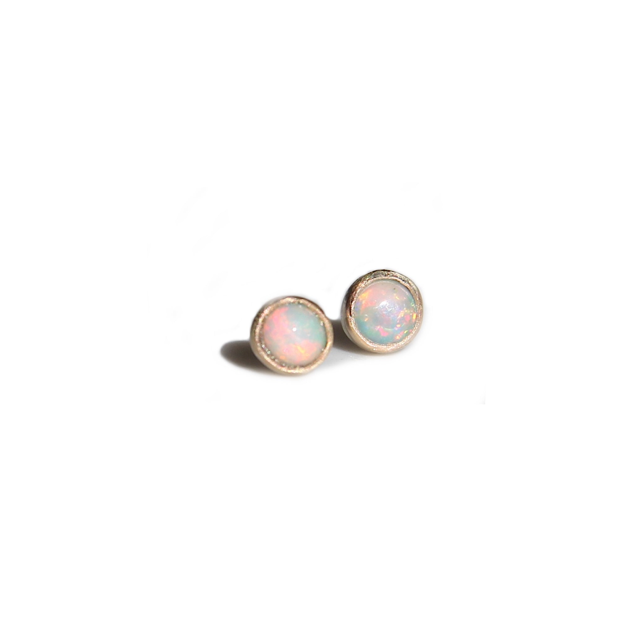 4mm Opal round stud earrings