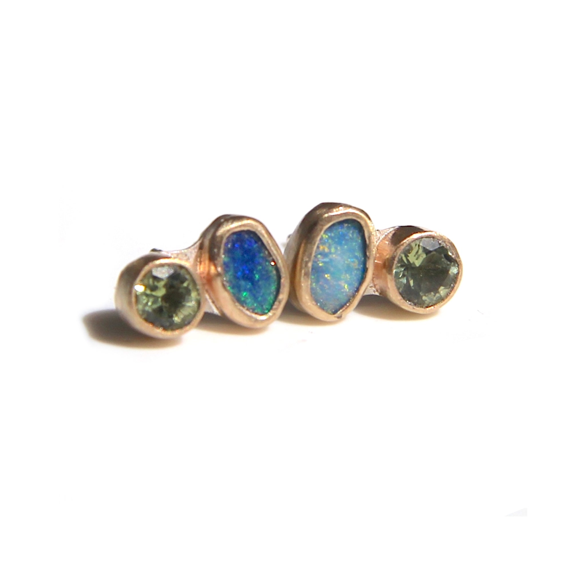 Opal and Green Tourmaline earrings