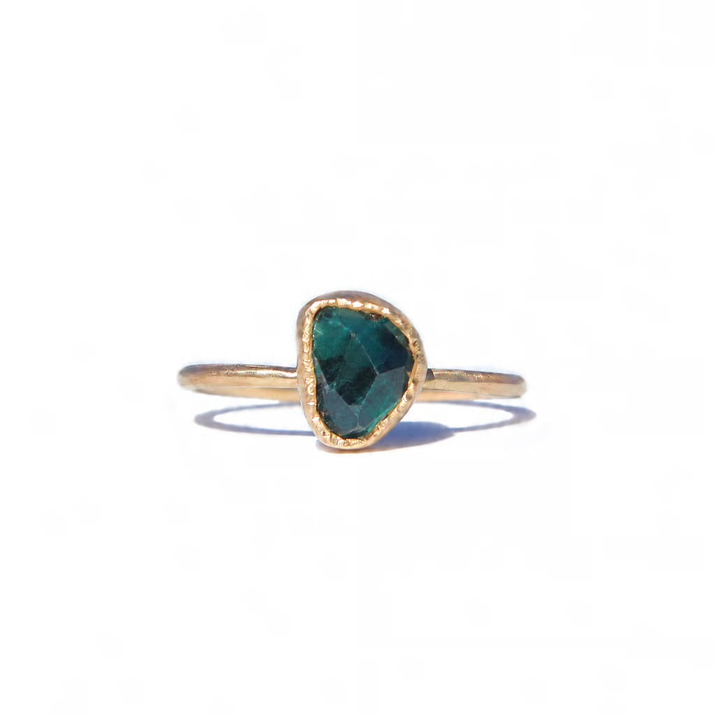 Dark blue-green Tourmaline ring