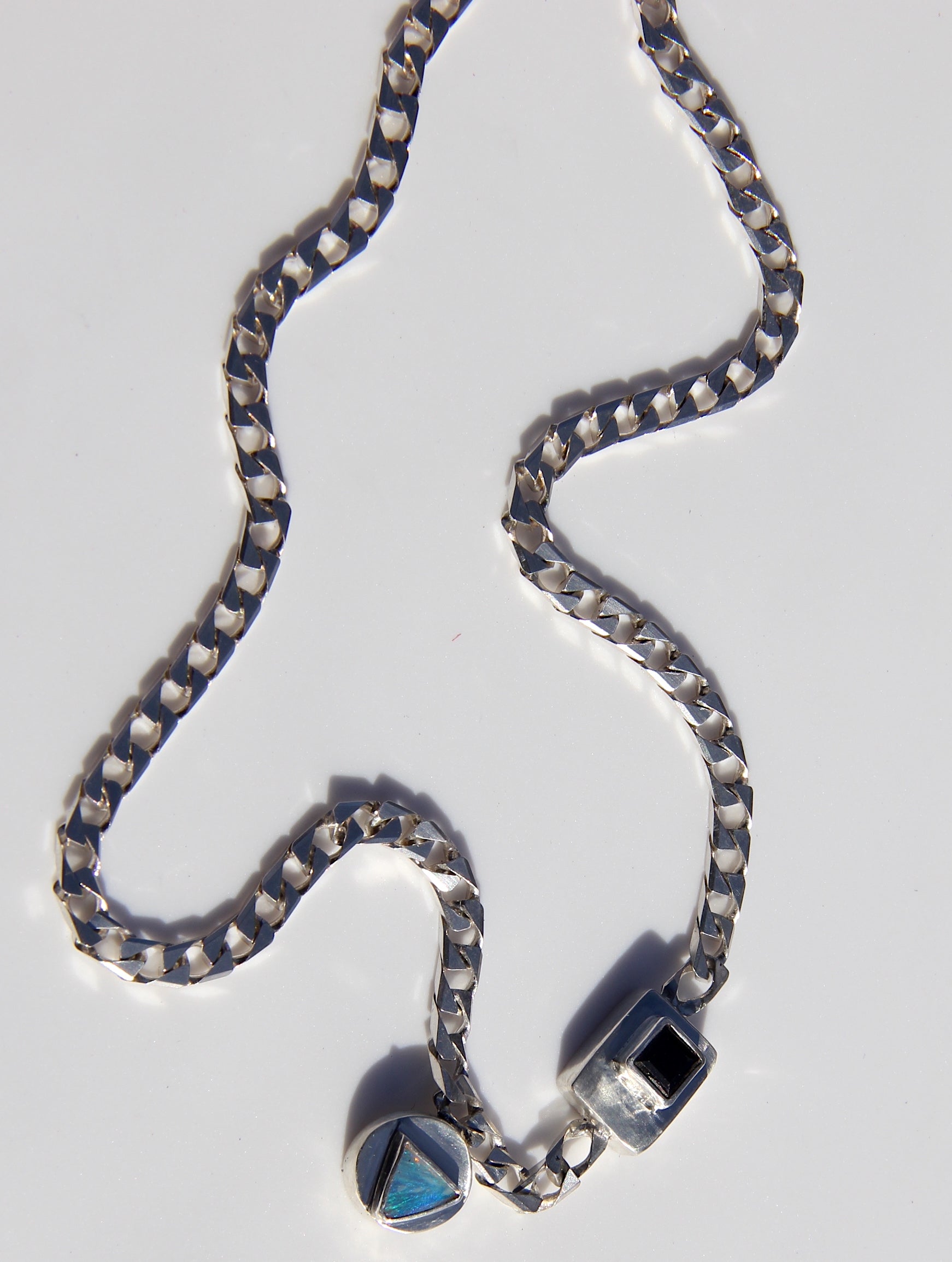 Triangle opal + black spinel necklace