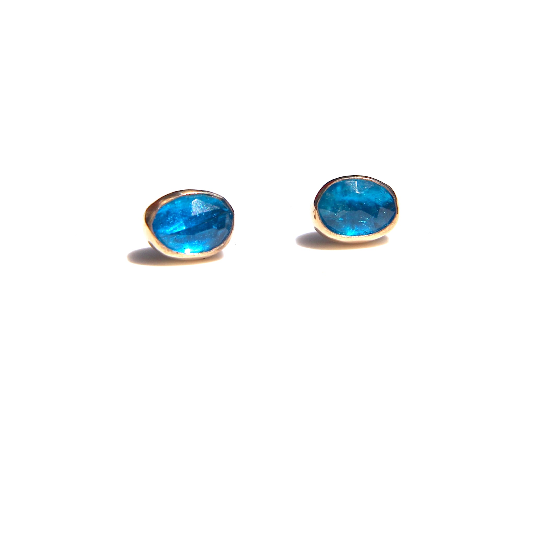 Neon Blue Apatite stud earrings