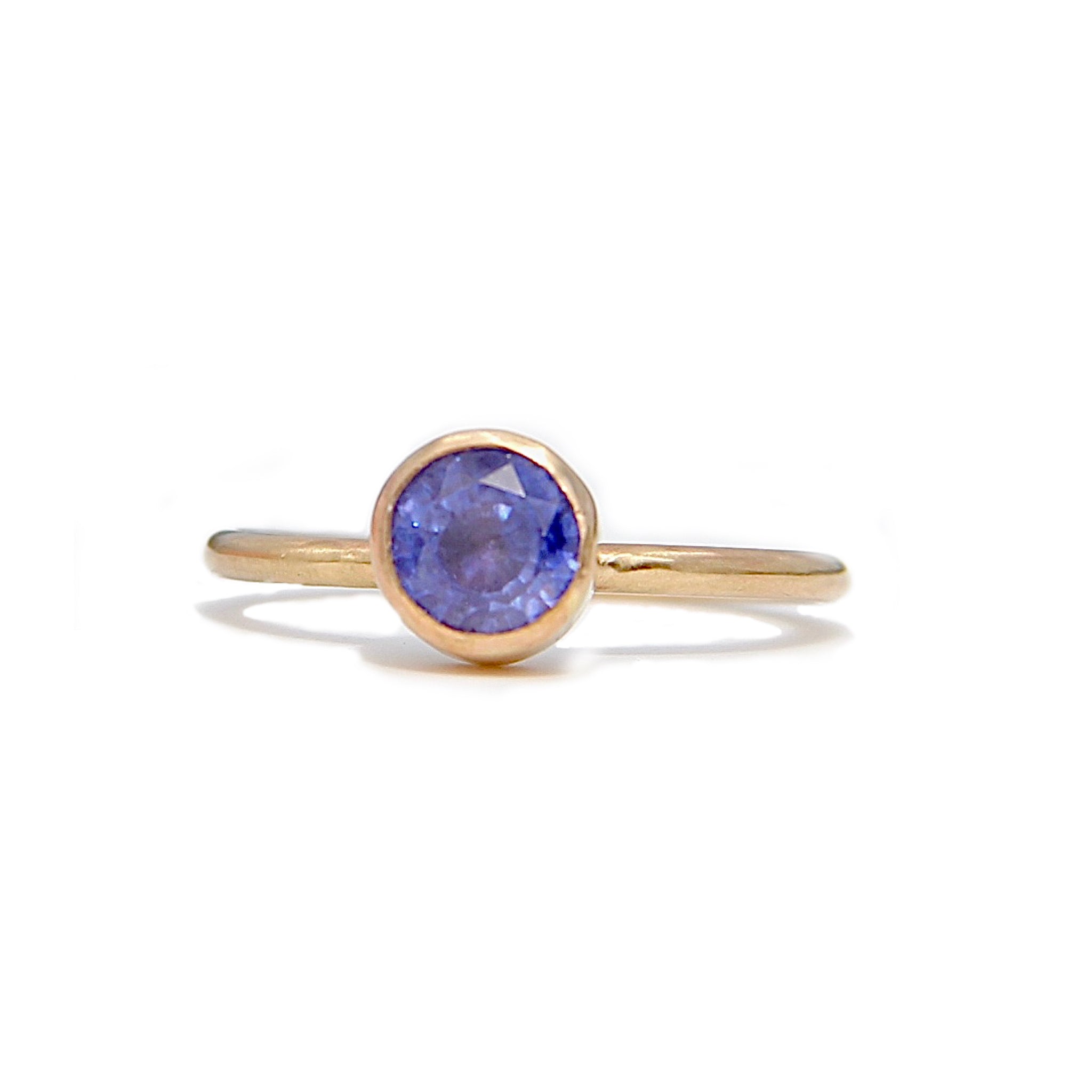 14K Gold Blue Sapphire Solitaire Ring
