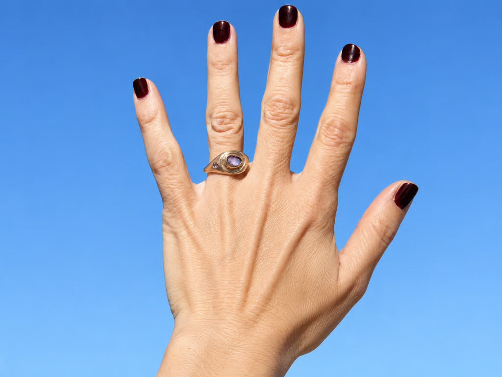 Side hustle sapphire + amethyst ring