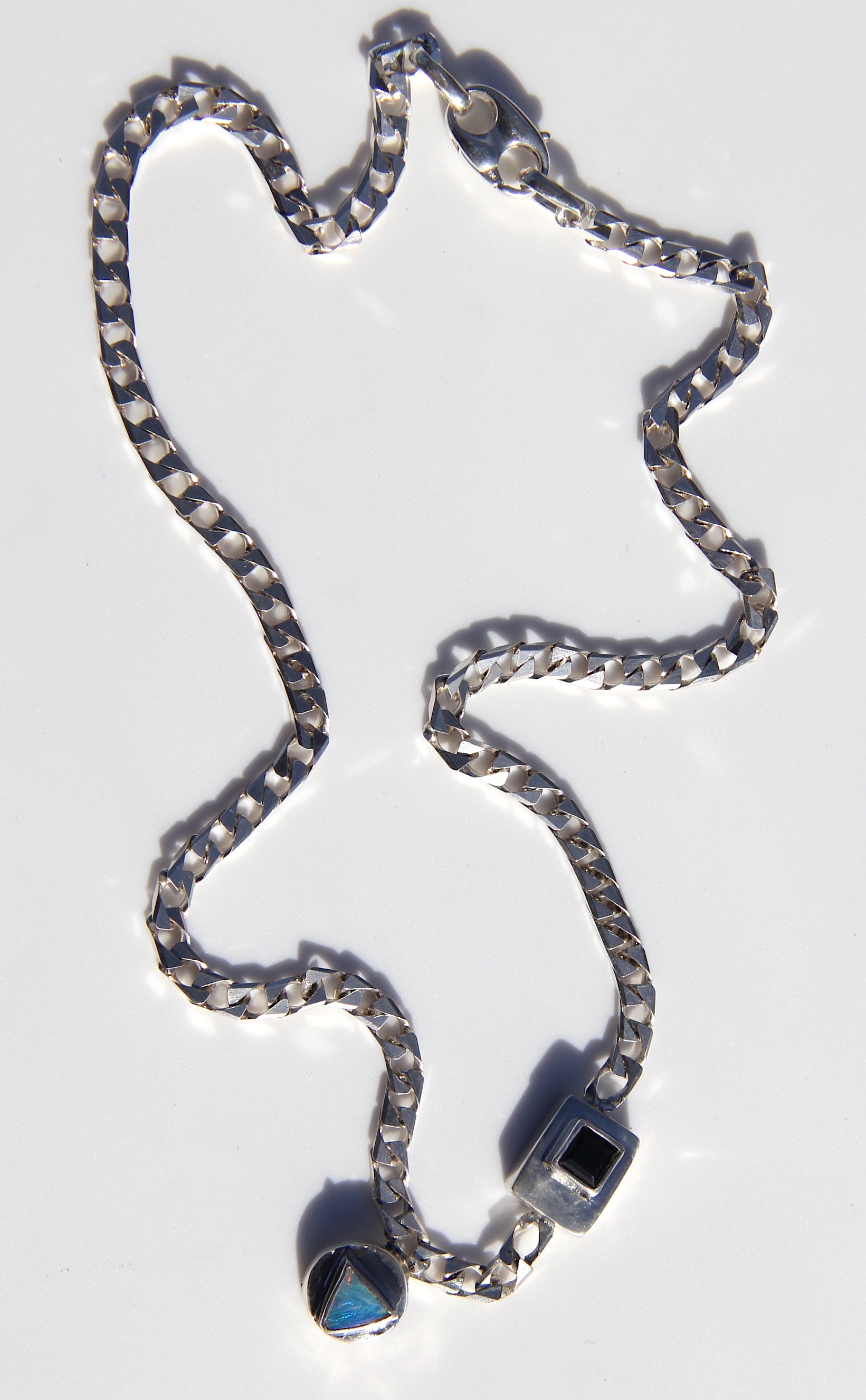 Triangle opal + black spinel necklace