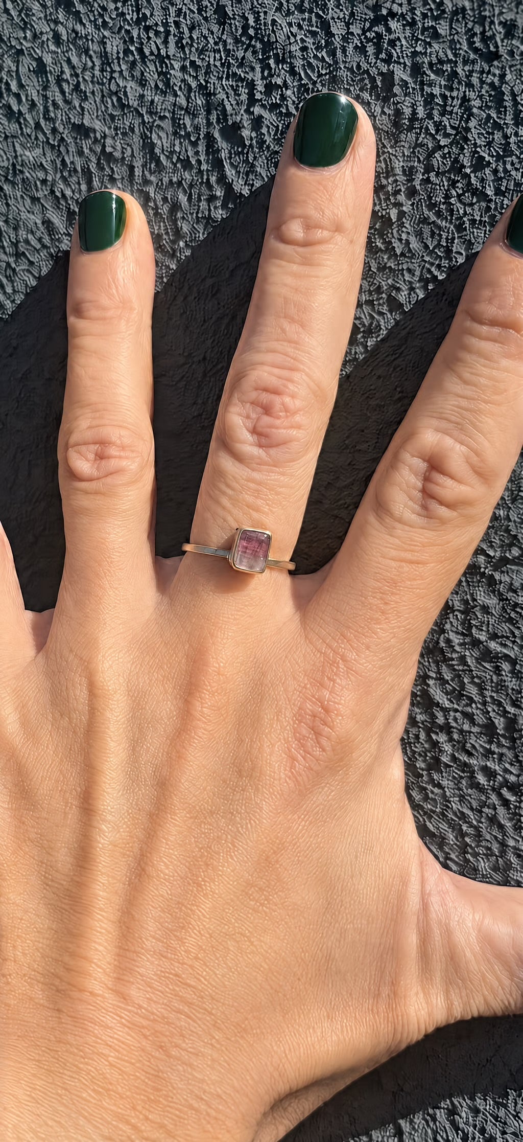 Emerald-Cut Pink Tourmaline Gradient Ring in 14K Gold