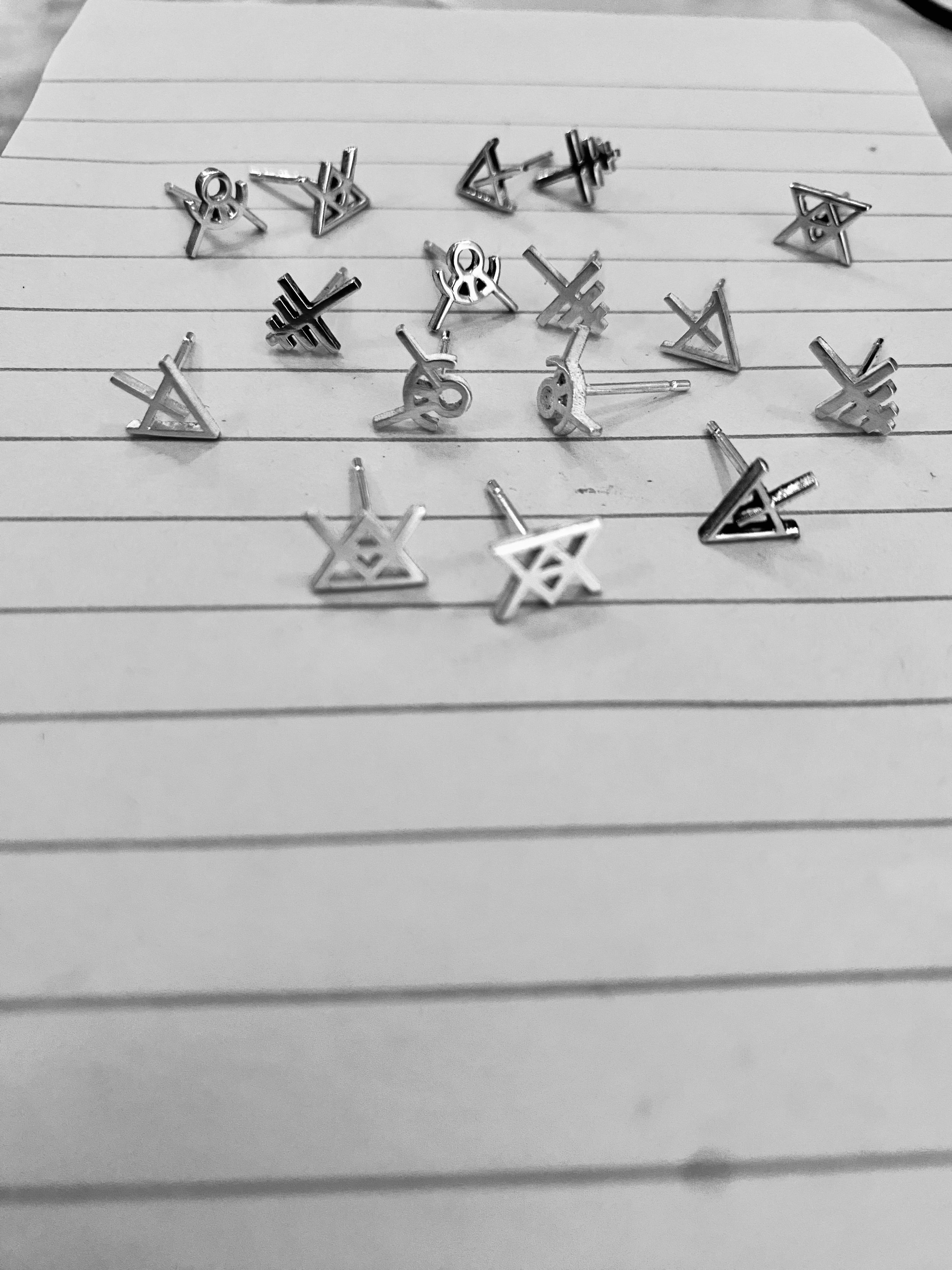 Alchemy Stud Earrings; Fire, Earth, Air, Water