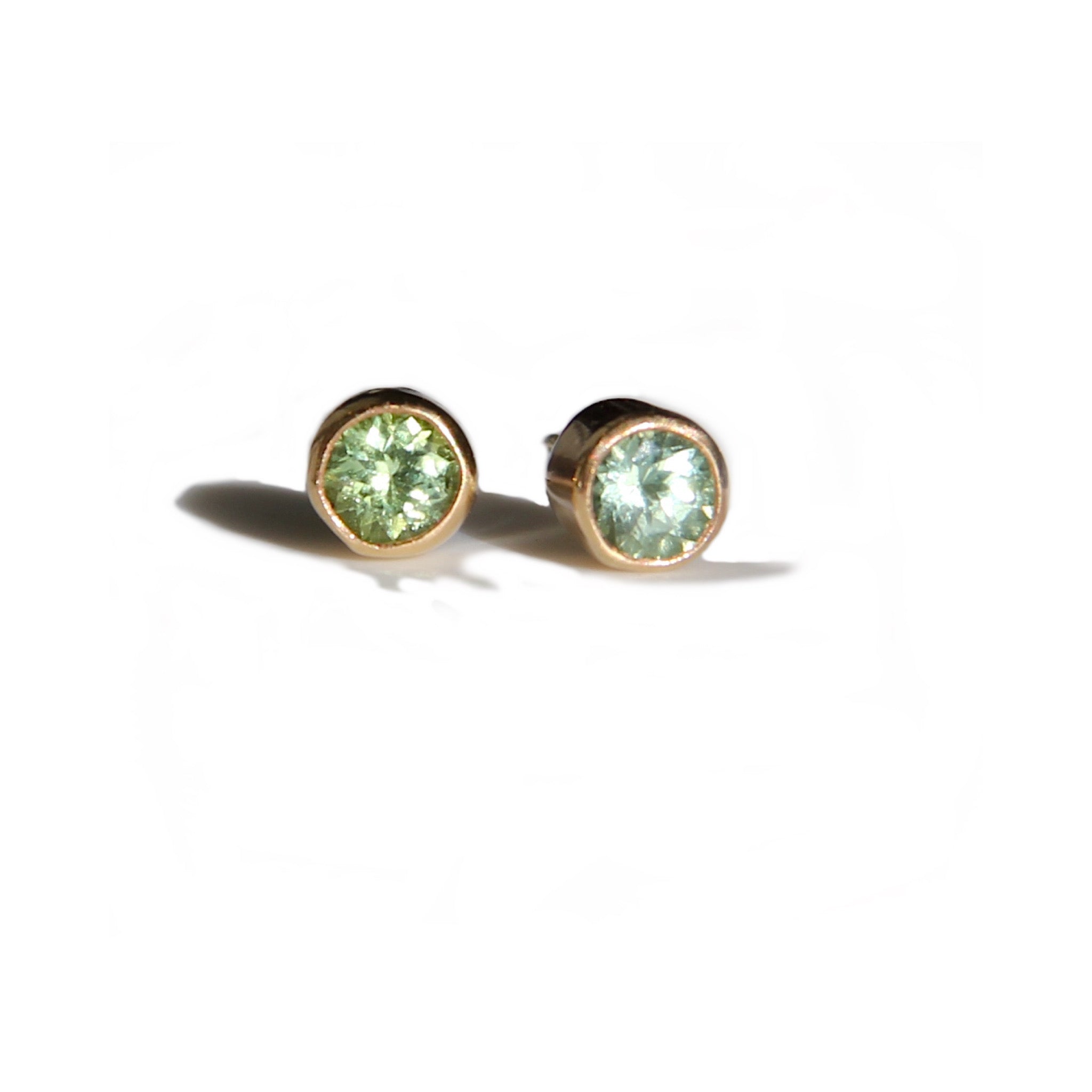 Light green tourmaline stud earrings