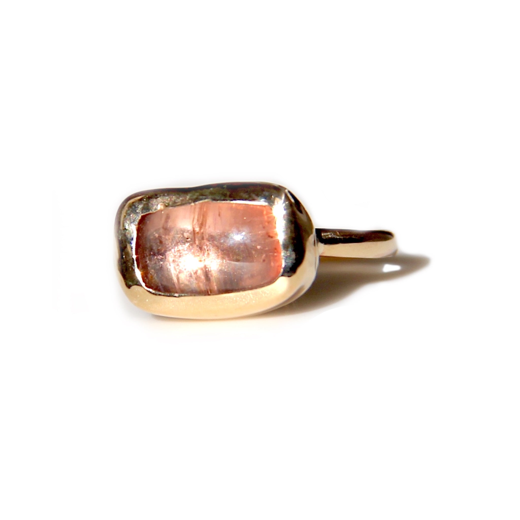 Peach Fuzz Tourmaline Bar Ring