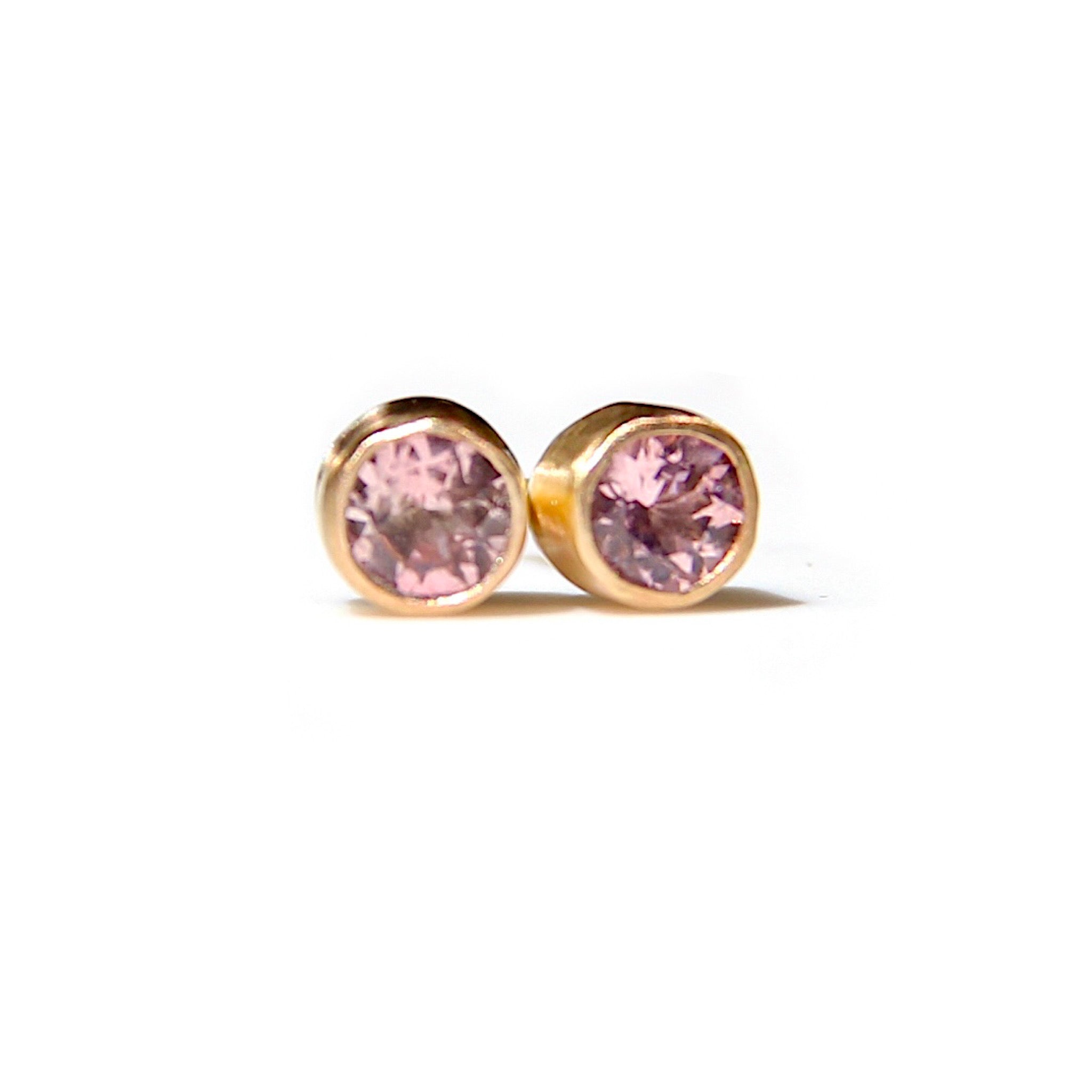 Pale Pink Tourmaline Stud Earrings