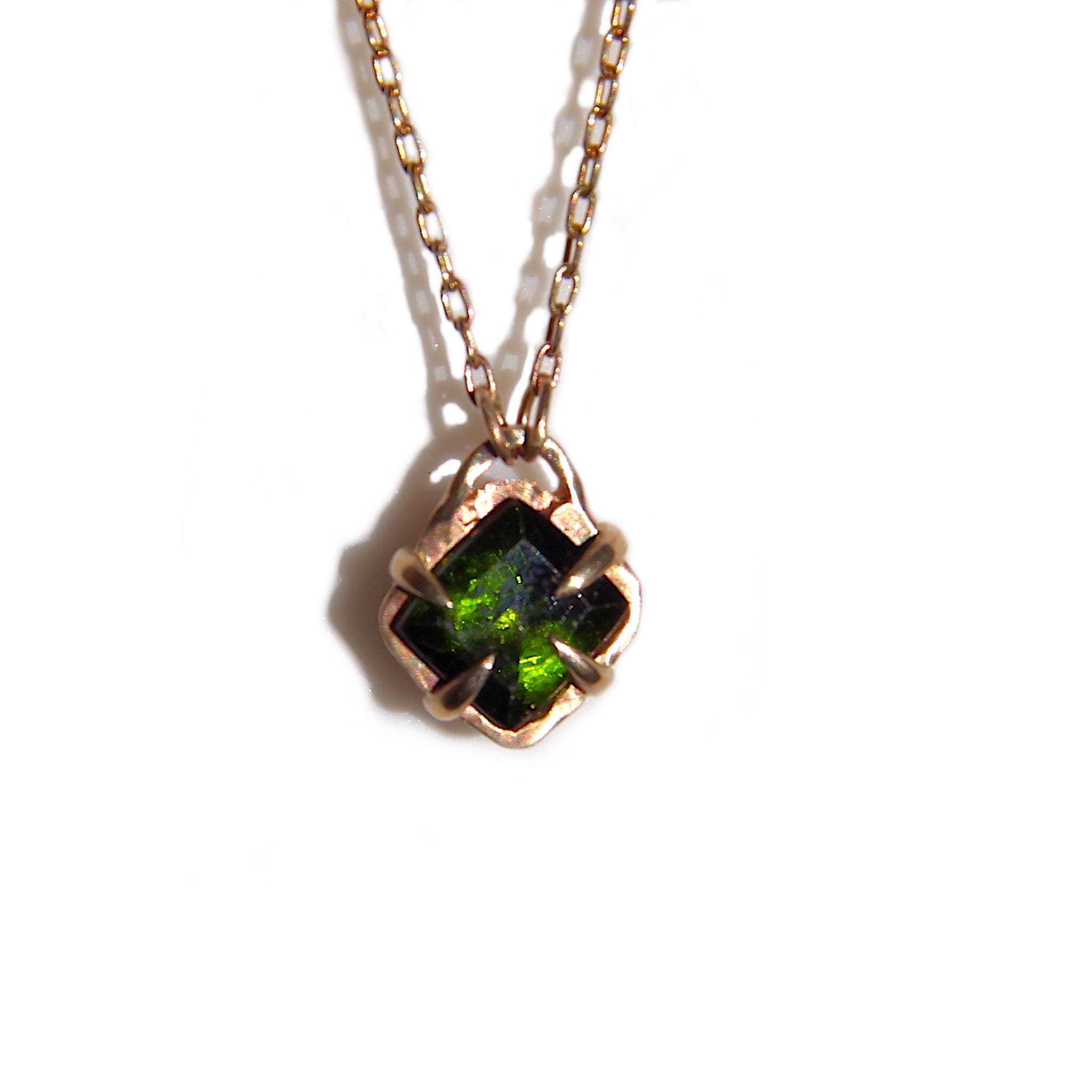 Square Green Tourmaline necklace