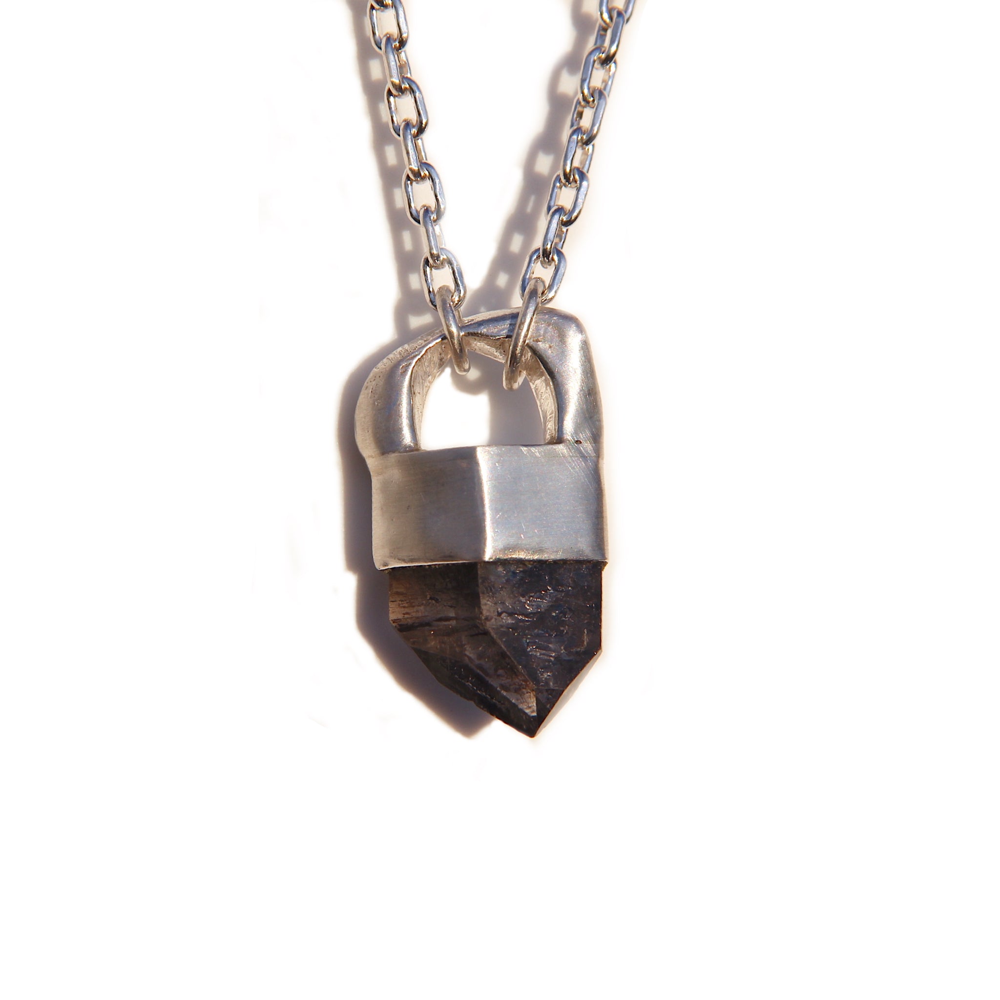 Black Quartz Crystal Point Necklace