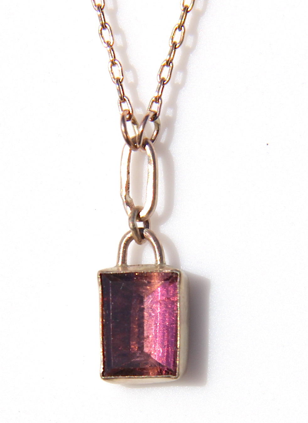 Rectangular Mirror Mauve Tourmaline Necklace