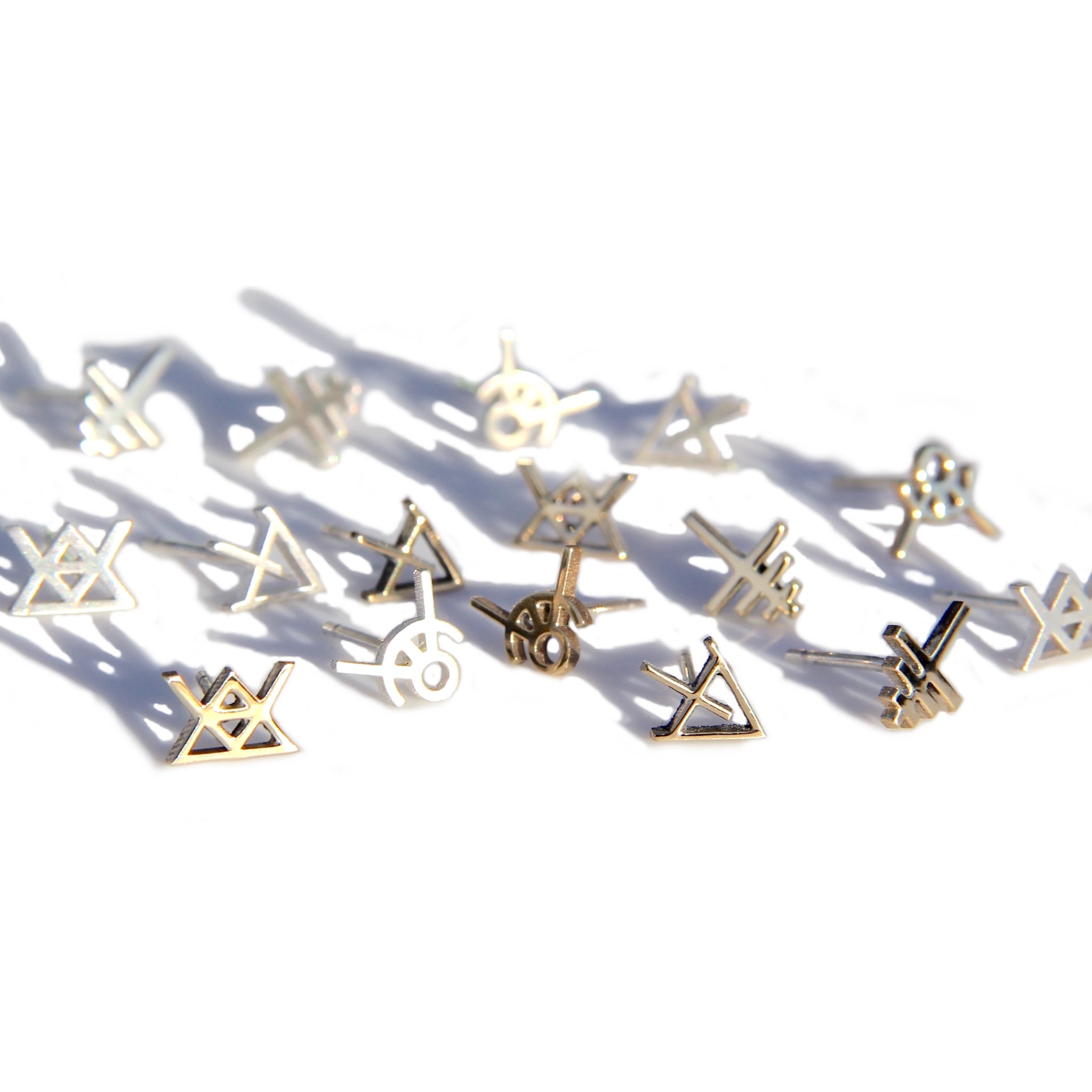 Alchemy Stud Earrings; Fire, Earth, Air, Water