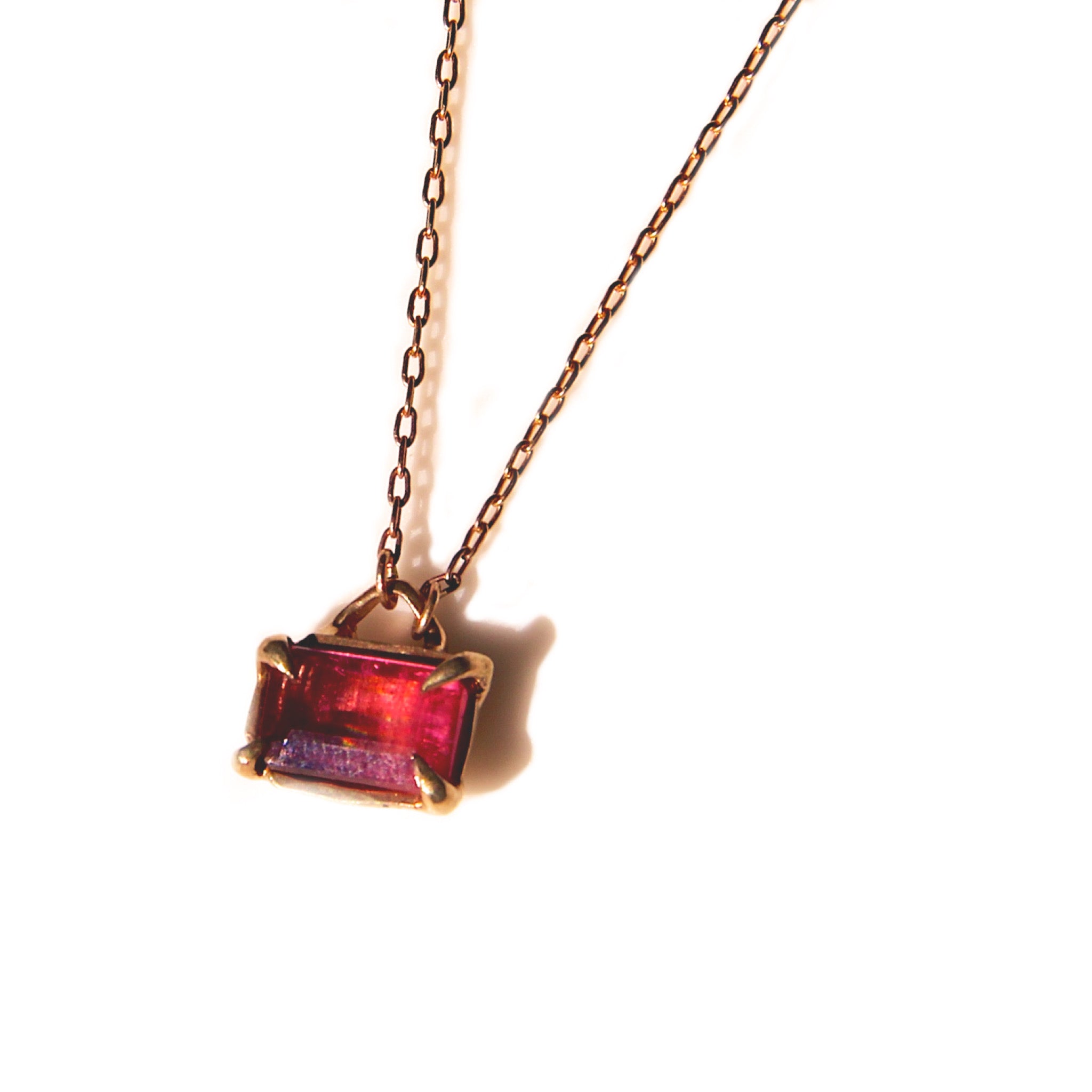 Pink Tourmaline claw setting Necklace