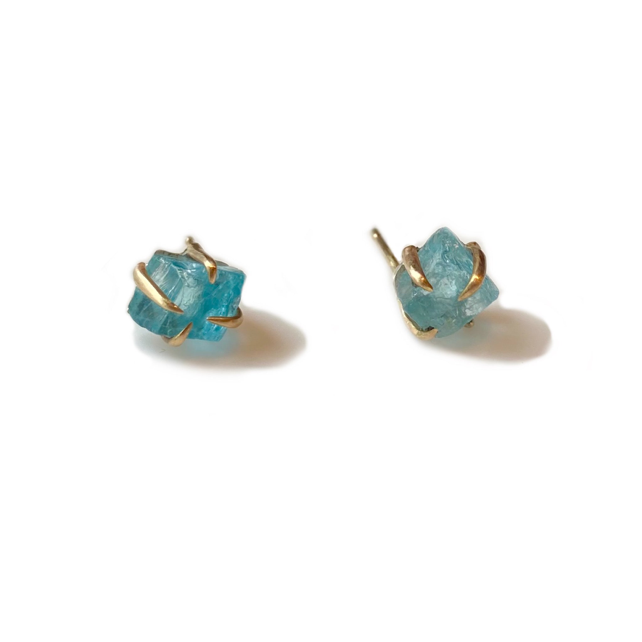 Blue Apatite Stud Earrings in gold