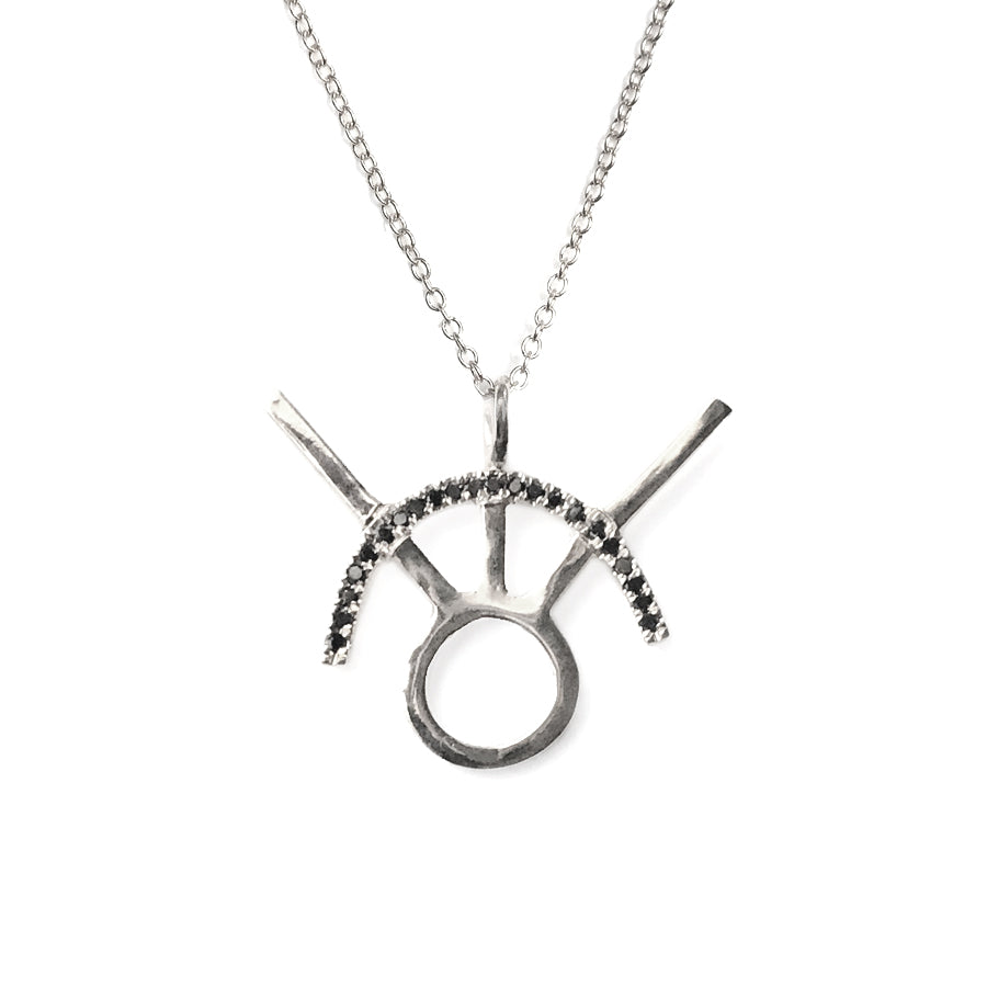 Alchemy Symbol Necklace Air with silver and black diamonds