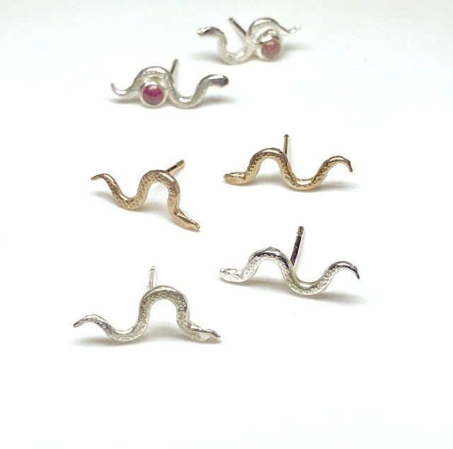 handmade snake jewelry in gold and silver