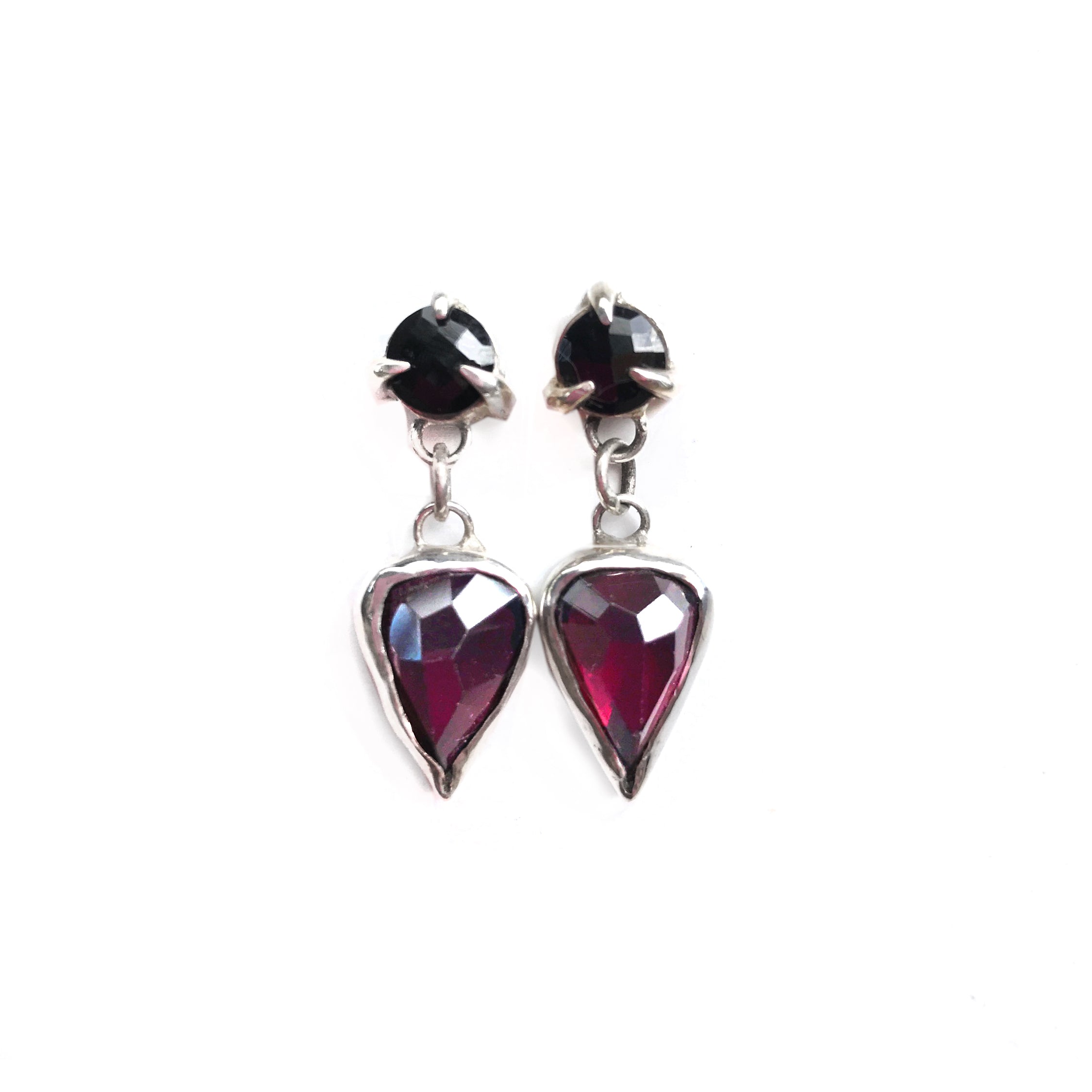 Black Spinel and Garnet Earrings