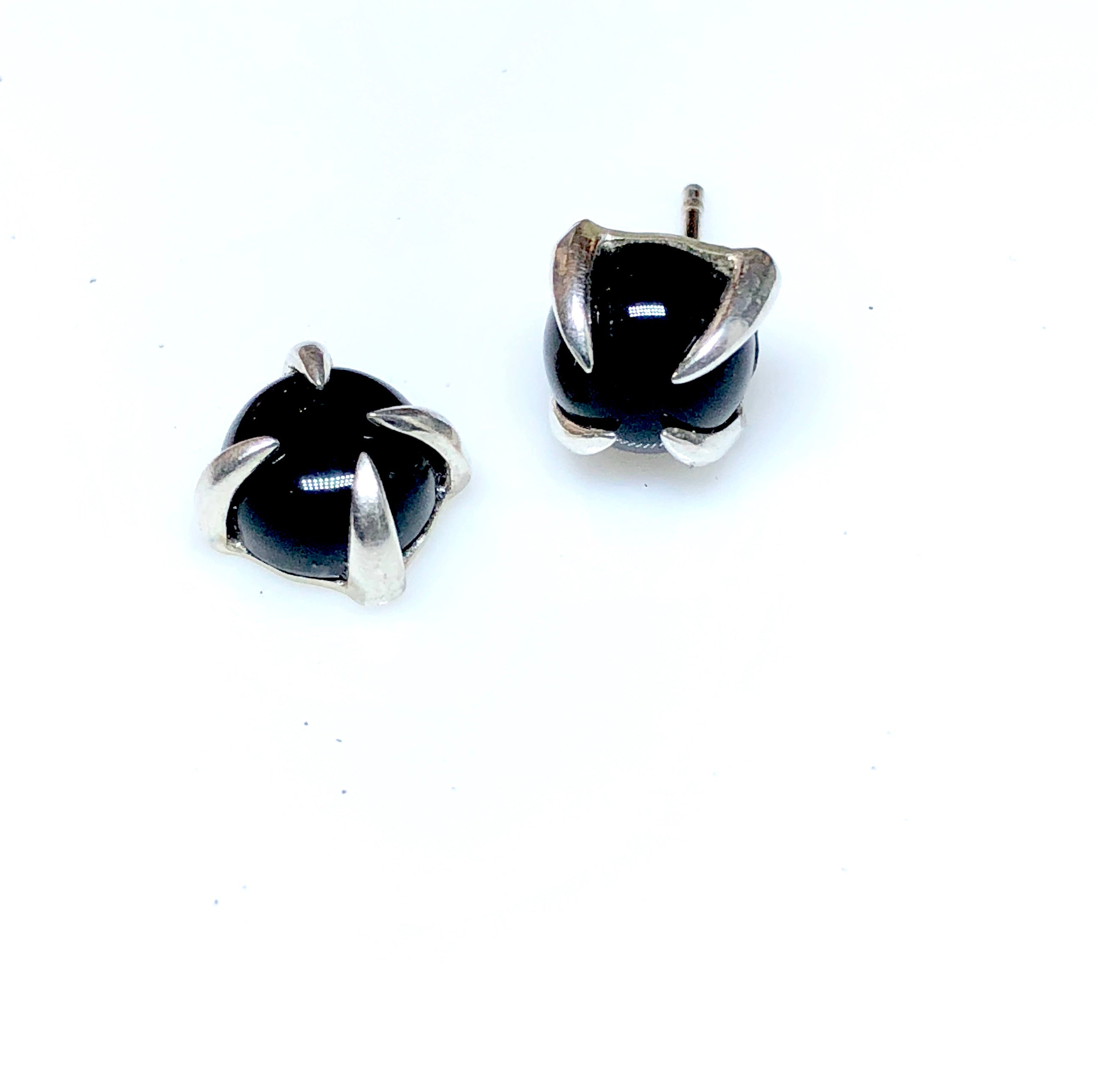 Onyx Prong-set Studs in silver or vermeil