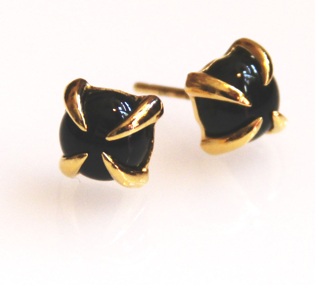 Onyx Prong-set Studs in silver or vermeil