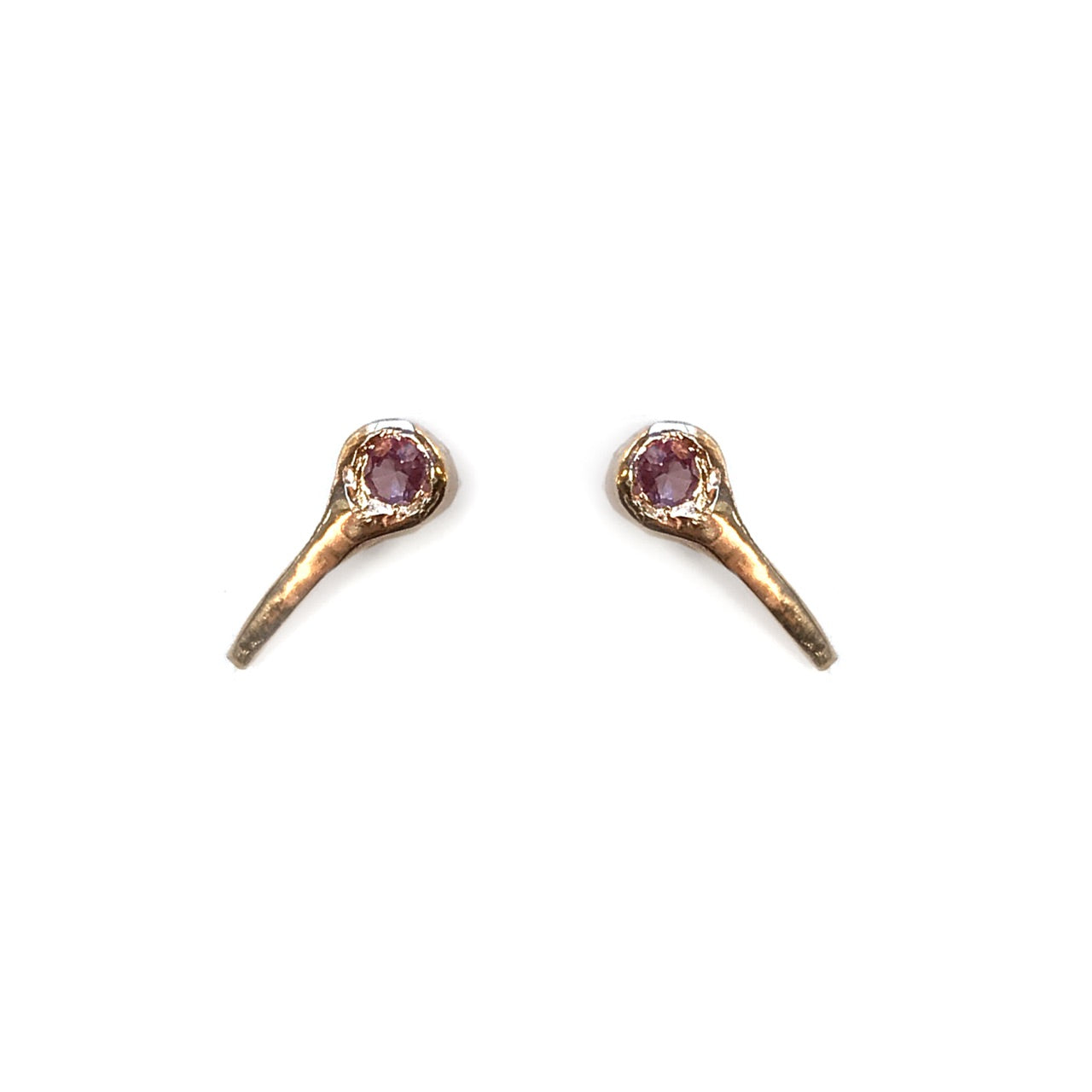 Pink Sapphire Gold Studs