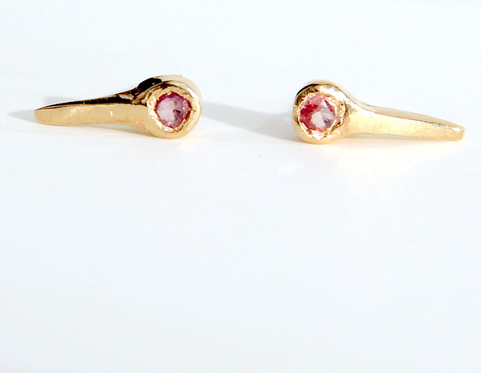 Pink Sapphire Gold Studs