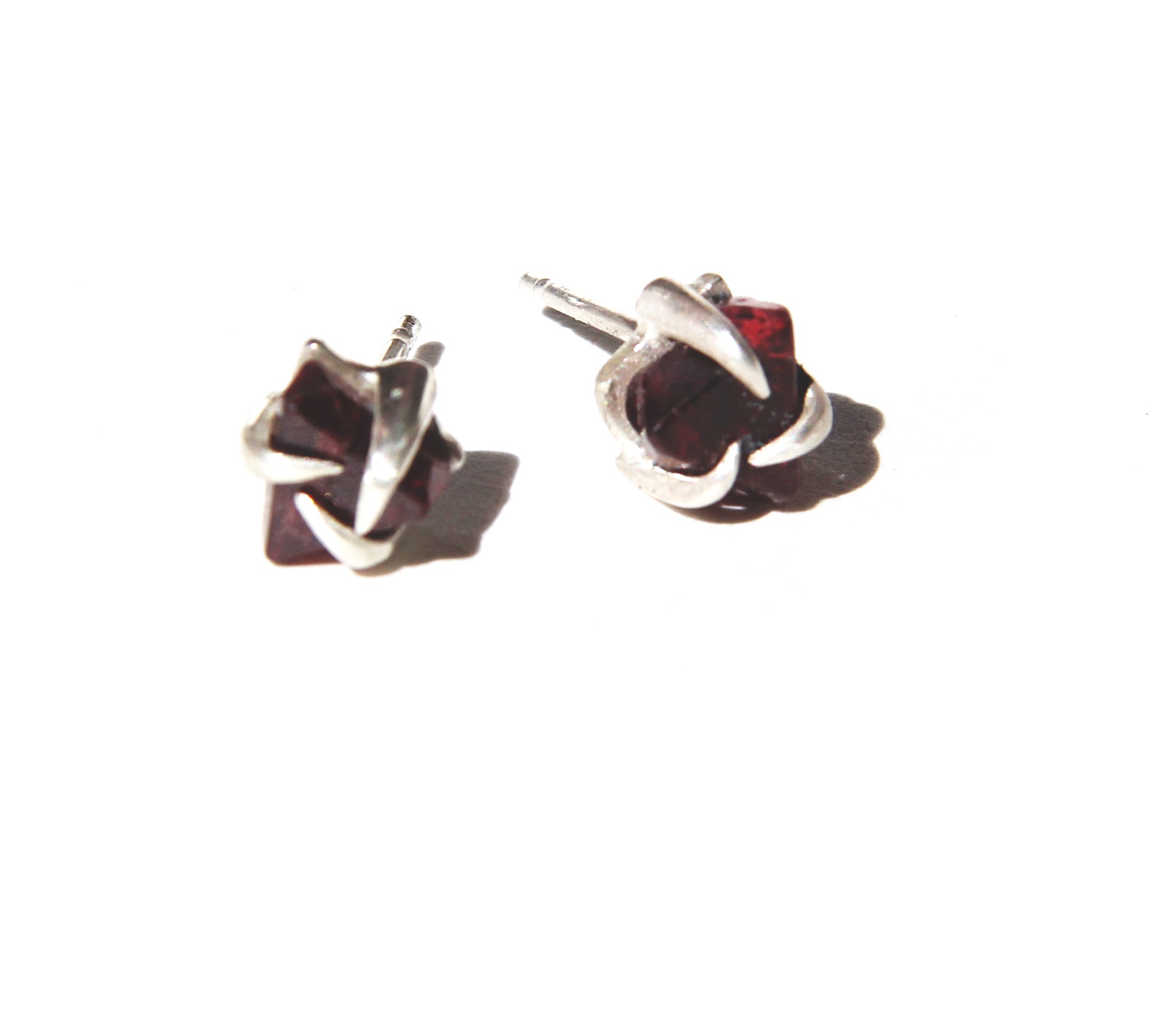 Red Spinel Triangle Stud Earrings
