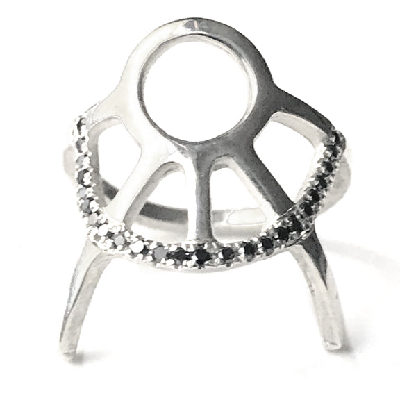 Alchemy Ring Air Symbol with black diamonds