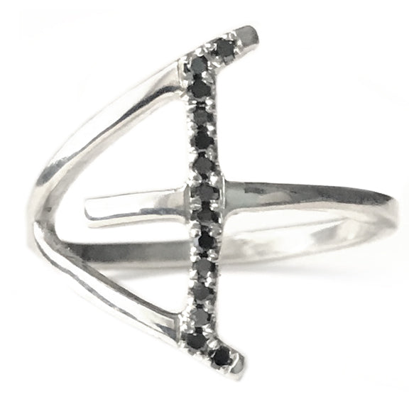 Alchemy Ring Water Symbol with black diamonds