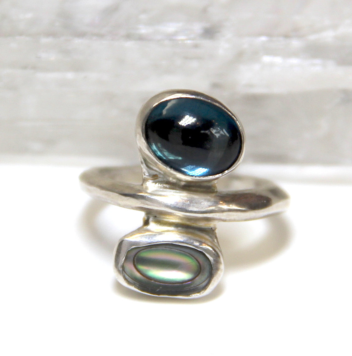 London Blue Topaz and Abalone Ring