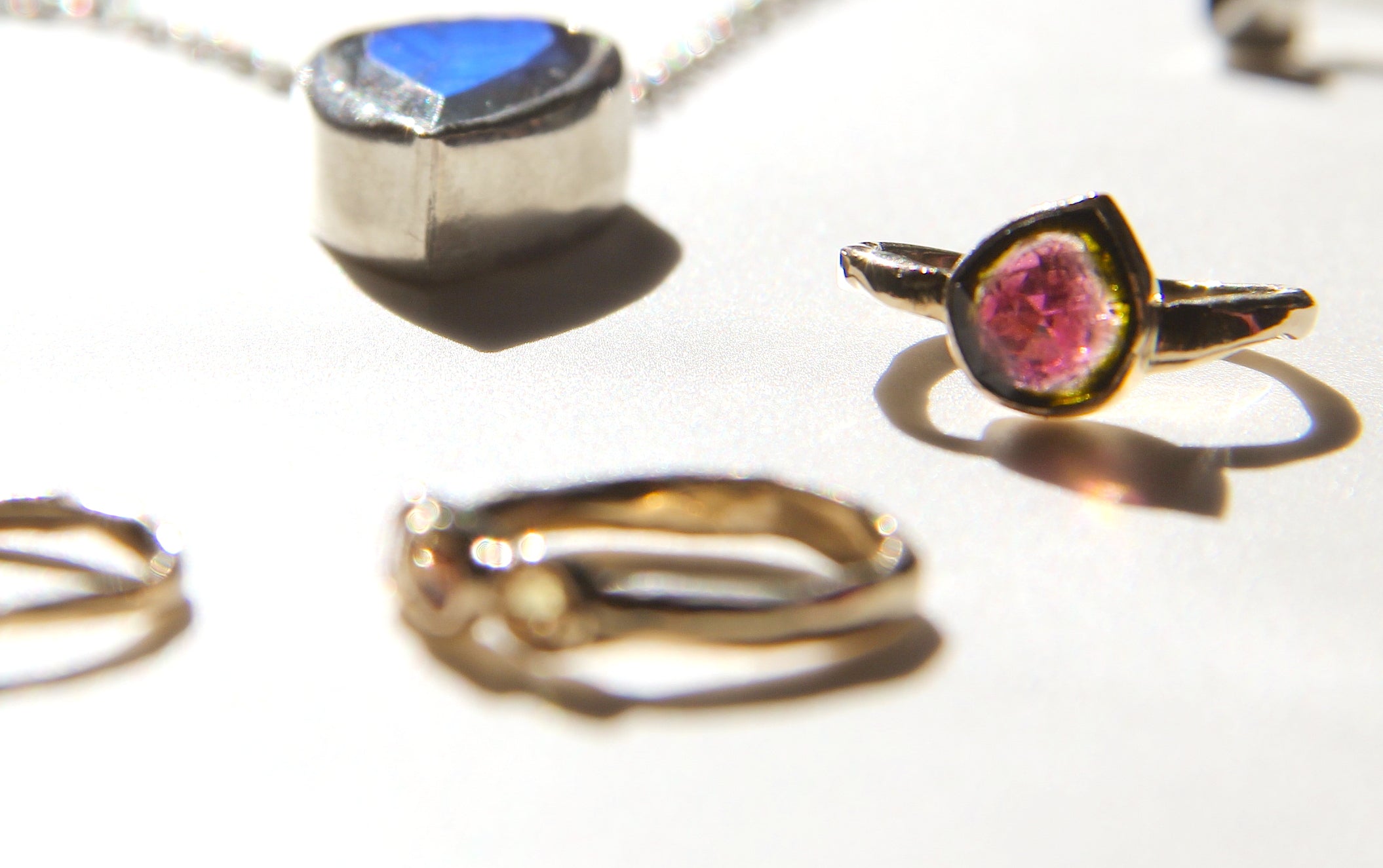 Watermelon Tourmaline gold ring