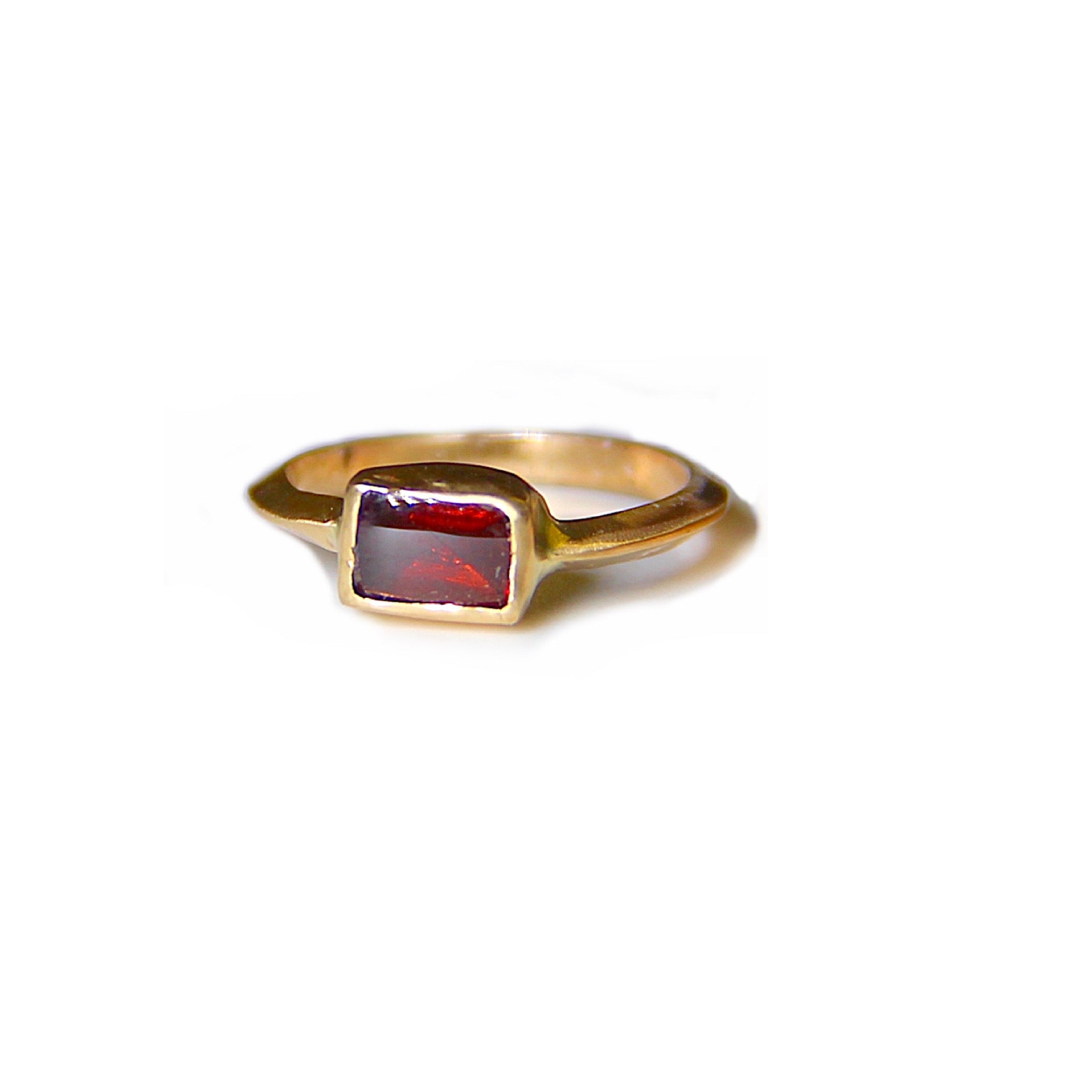 Burgundy rectangle Spinel Ring