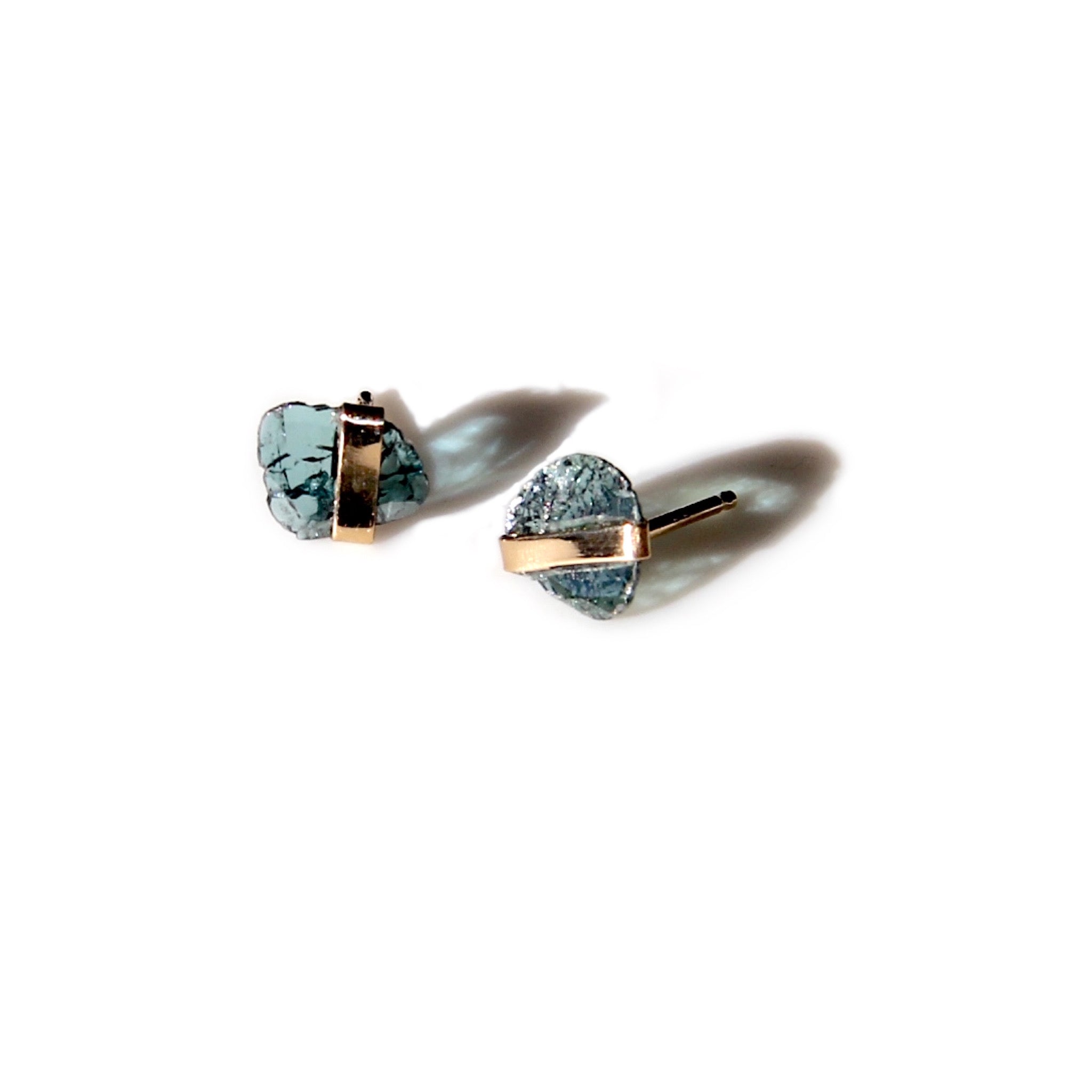 Blue Diamond slice stud earrings