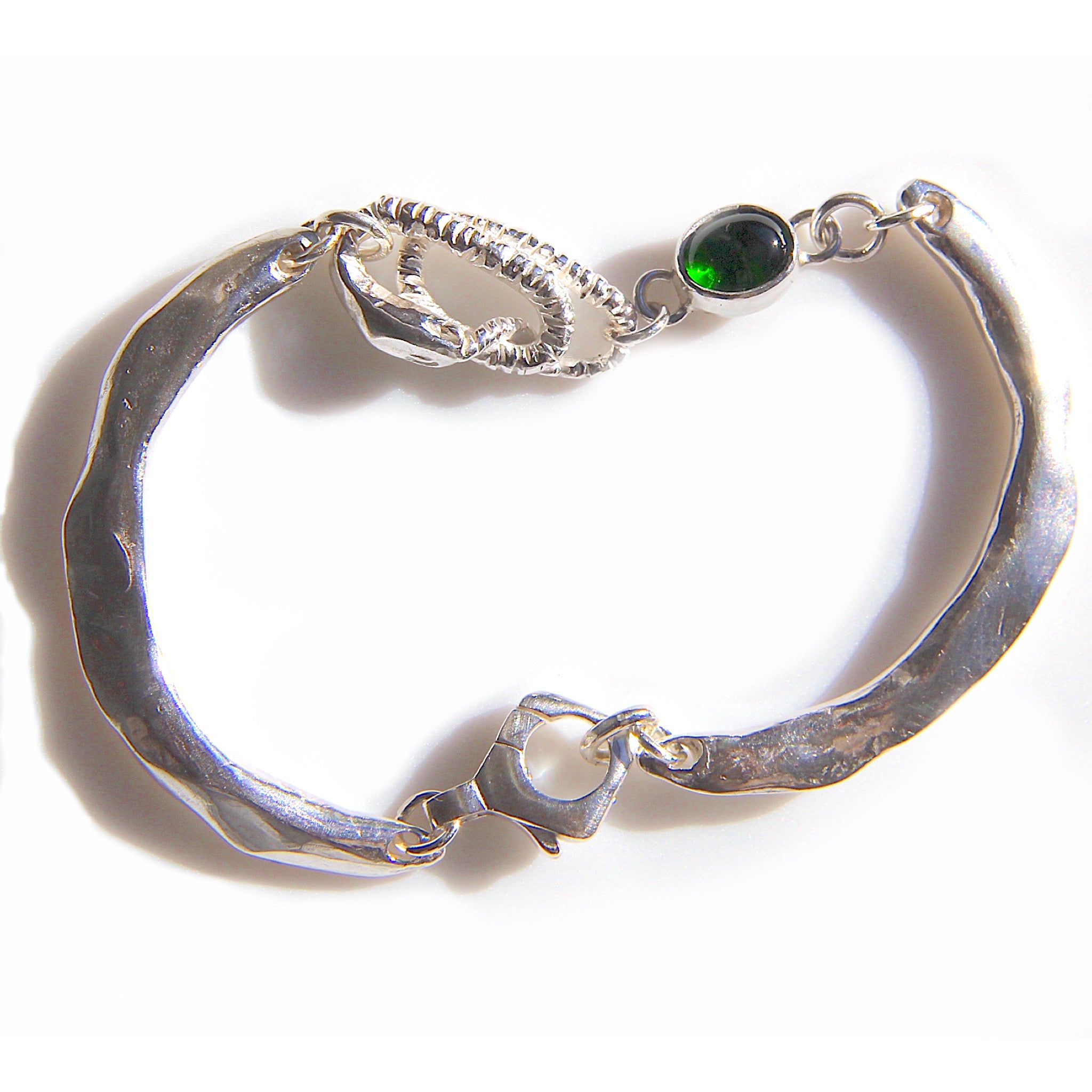 Cuff-Bracelet Hybrid with snake link and chrome diopside