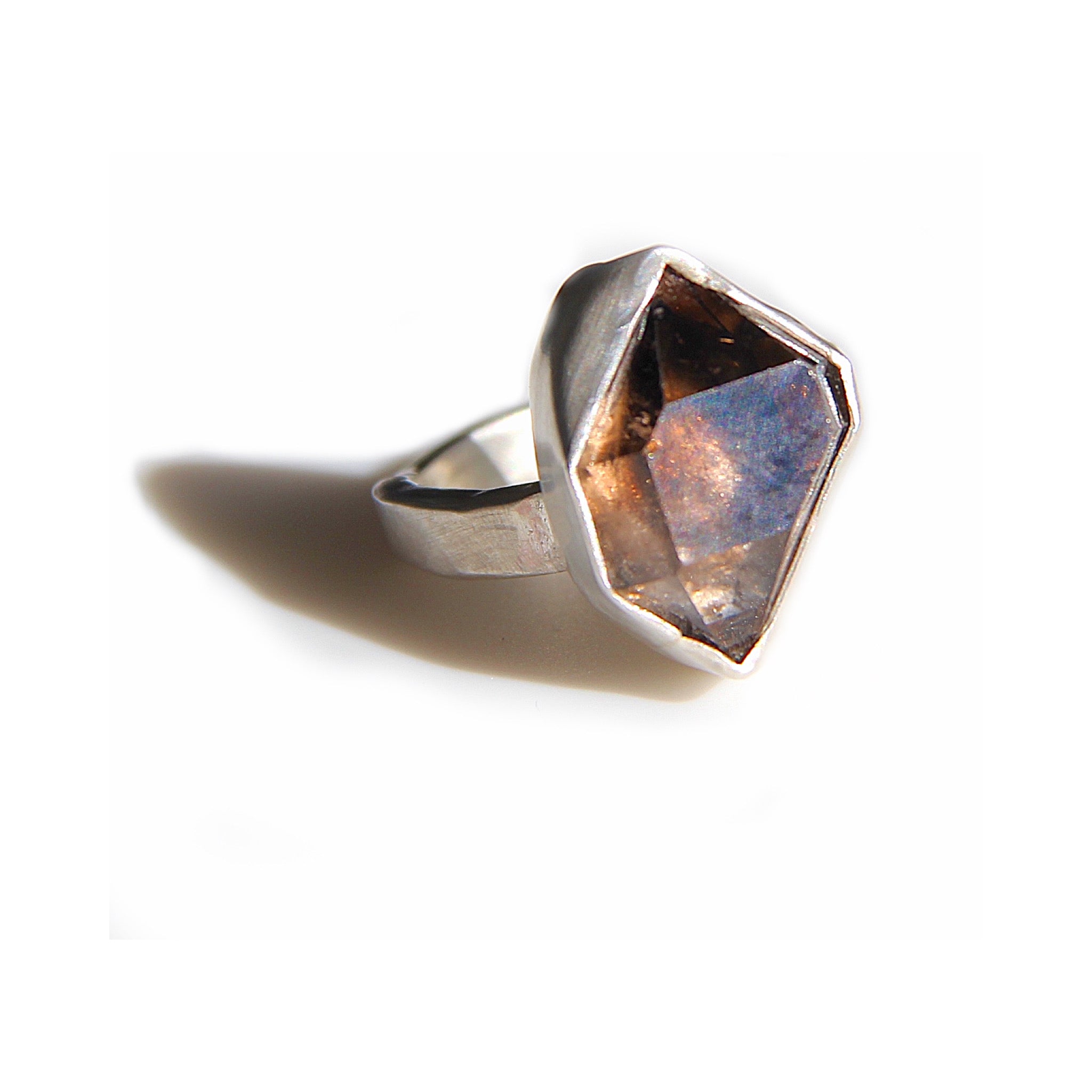 Bicolor Raw Quartz Ring