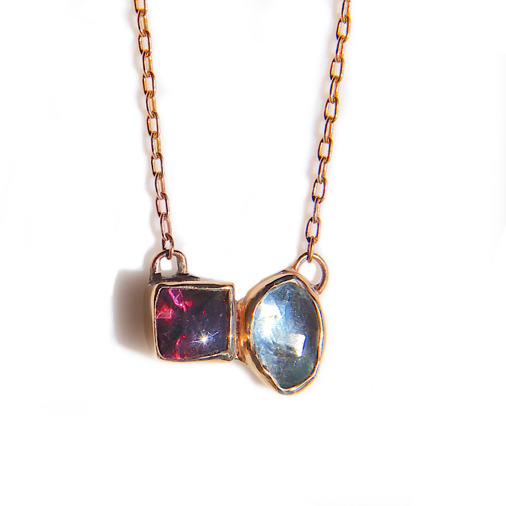 Aquamarine + Spinel necklace