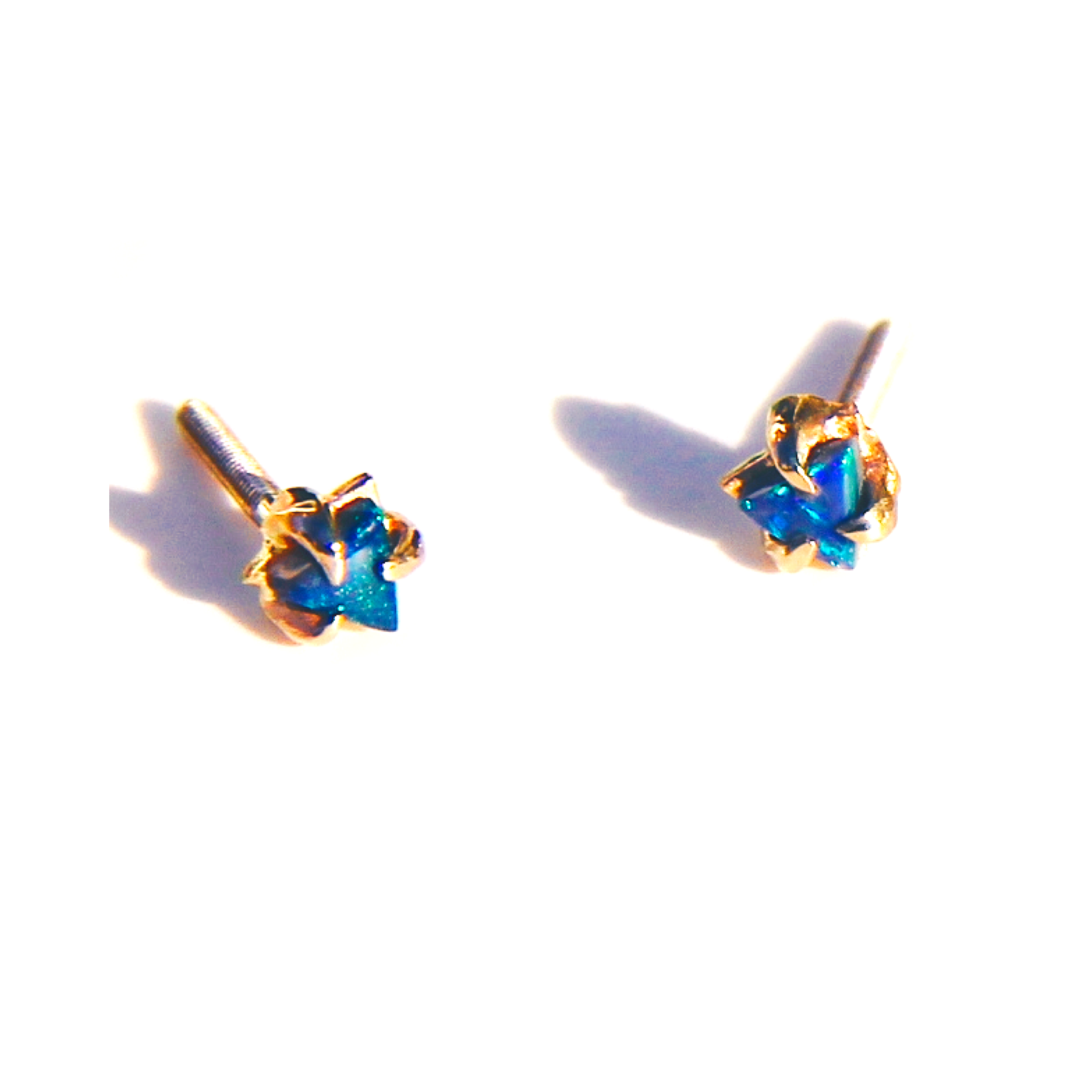 The Tinniest Triangle Opal Studs with screw backs