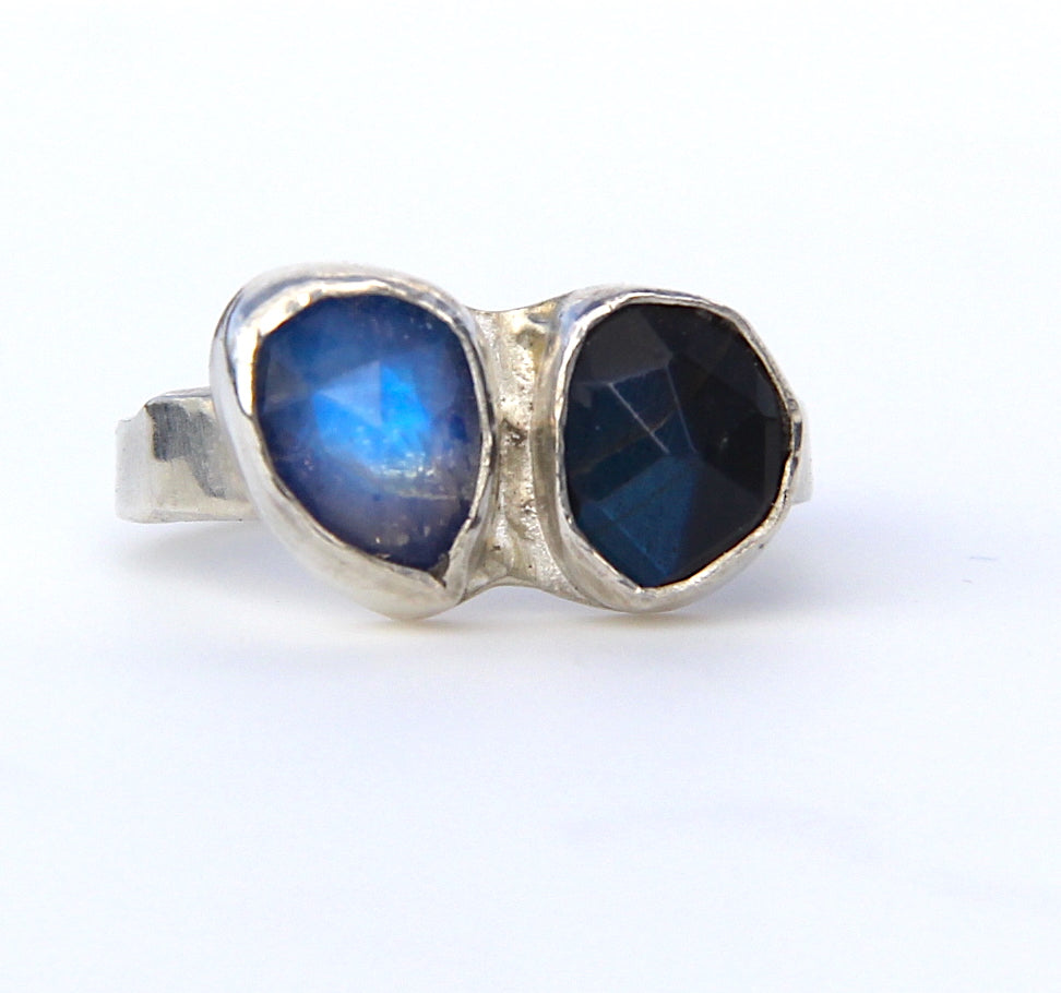 Moonstone and Labradorite Ring