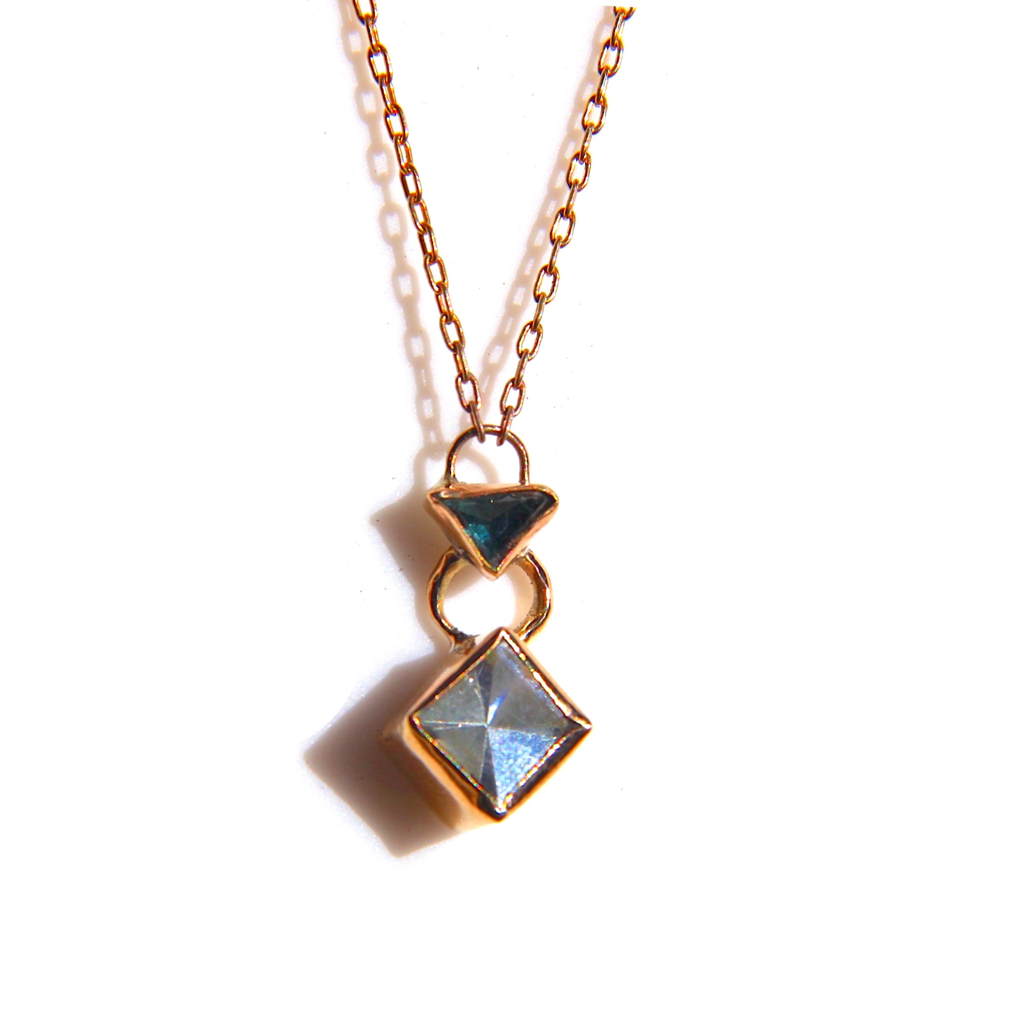 Mirror Aquamarine + Tourmaline necklace