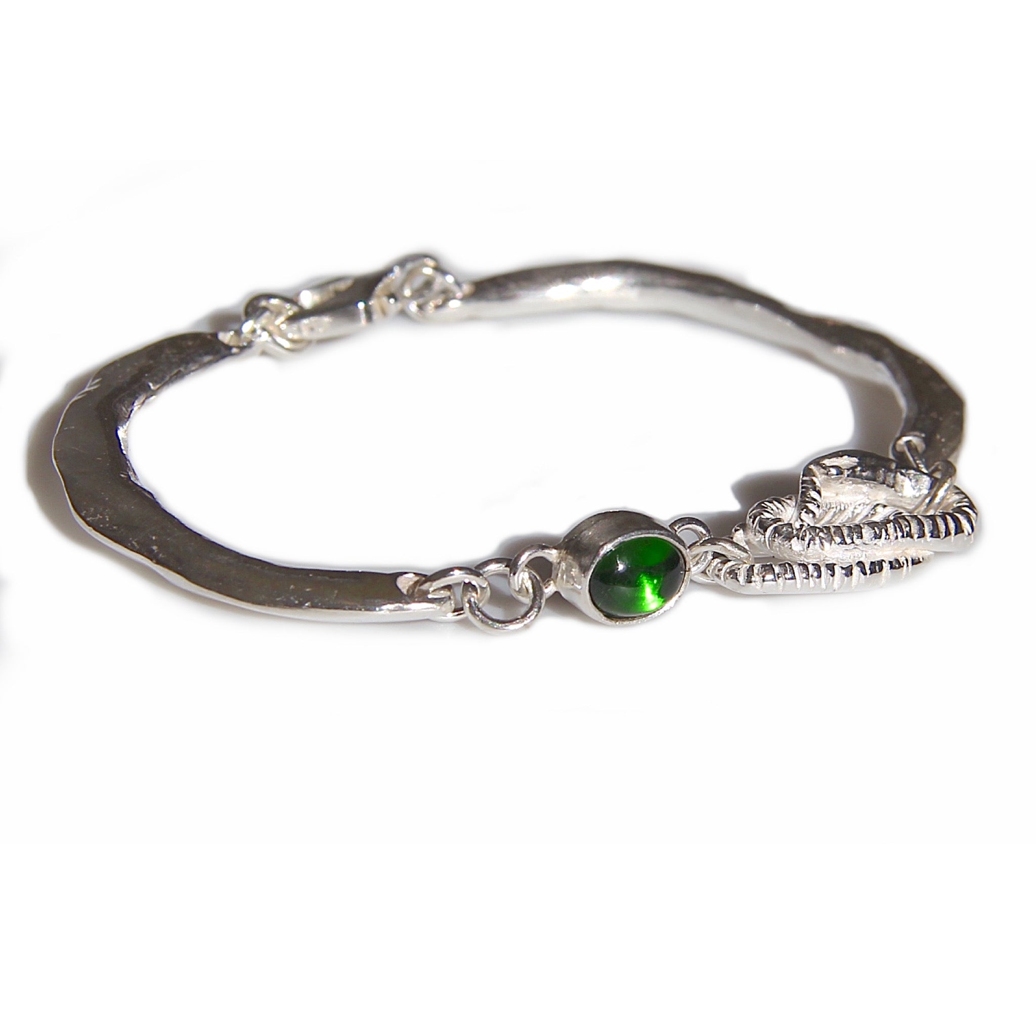 Cuff-Bracelet Hybrid with snake link and chrome diopside
