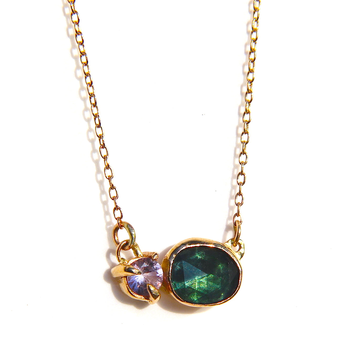 Lavender Spinel and Green Tourmaline Necklace