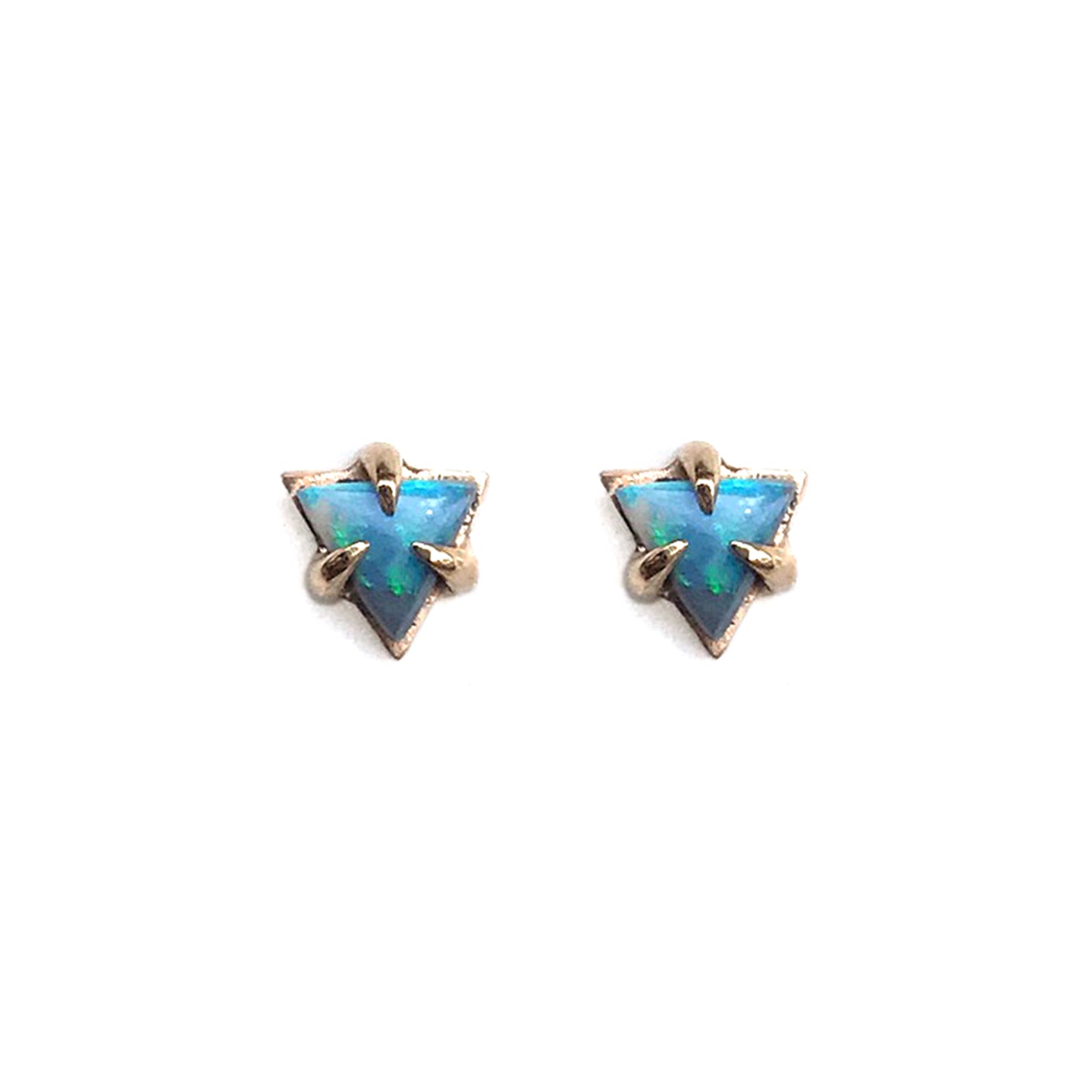 Triangle Opal Stud Earrings in gold